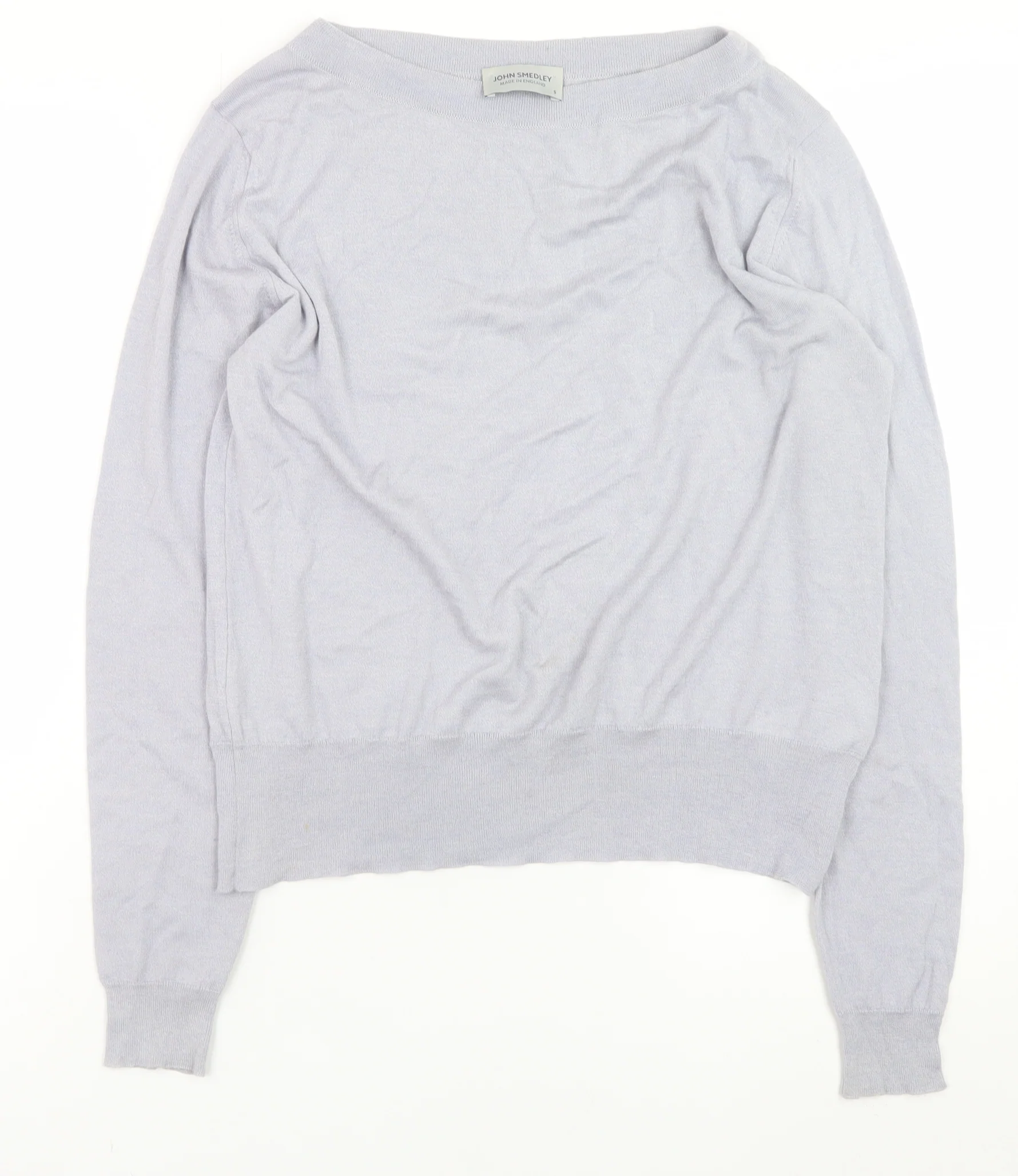 John Smedley Men’s Grey Wool Cotton Small Crew Neck Jumper