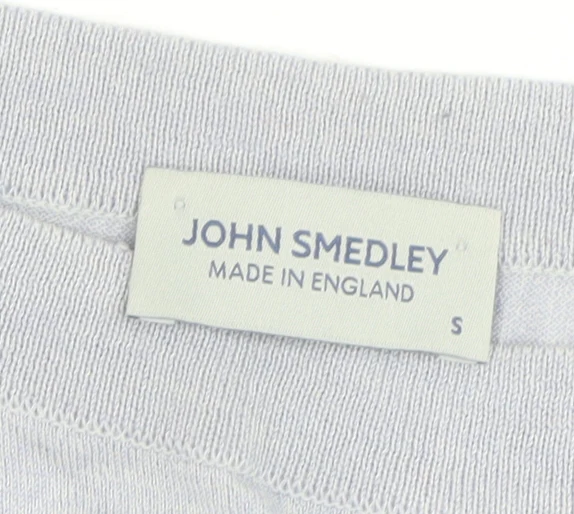 John Smedley Men’s Grey Wool Cotton Small Crew Neck Jumper - Image 4
