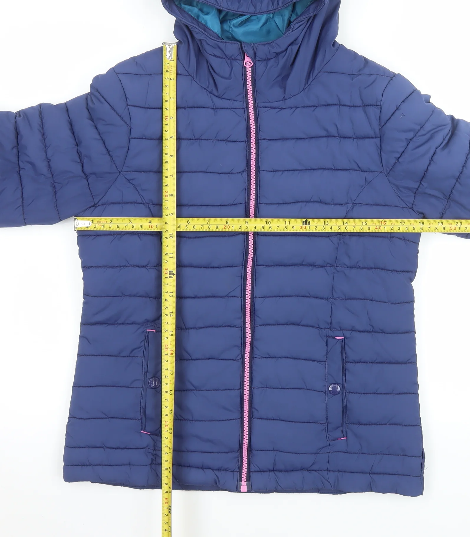 Johnnie b Girls Blue Hooded Puffer Jacket 13-14 Years Polyester Lined - Image 2
