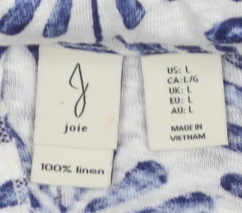 Joie Women's Blue Linen Sleeveless Button Back Blouse Size L - Image 4