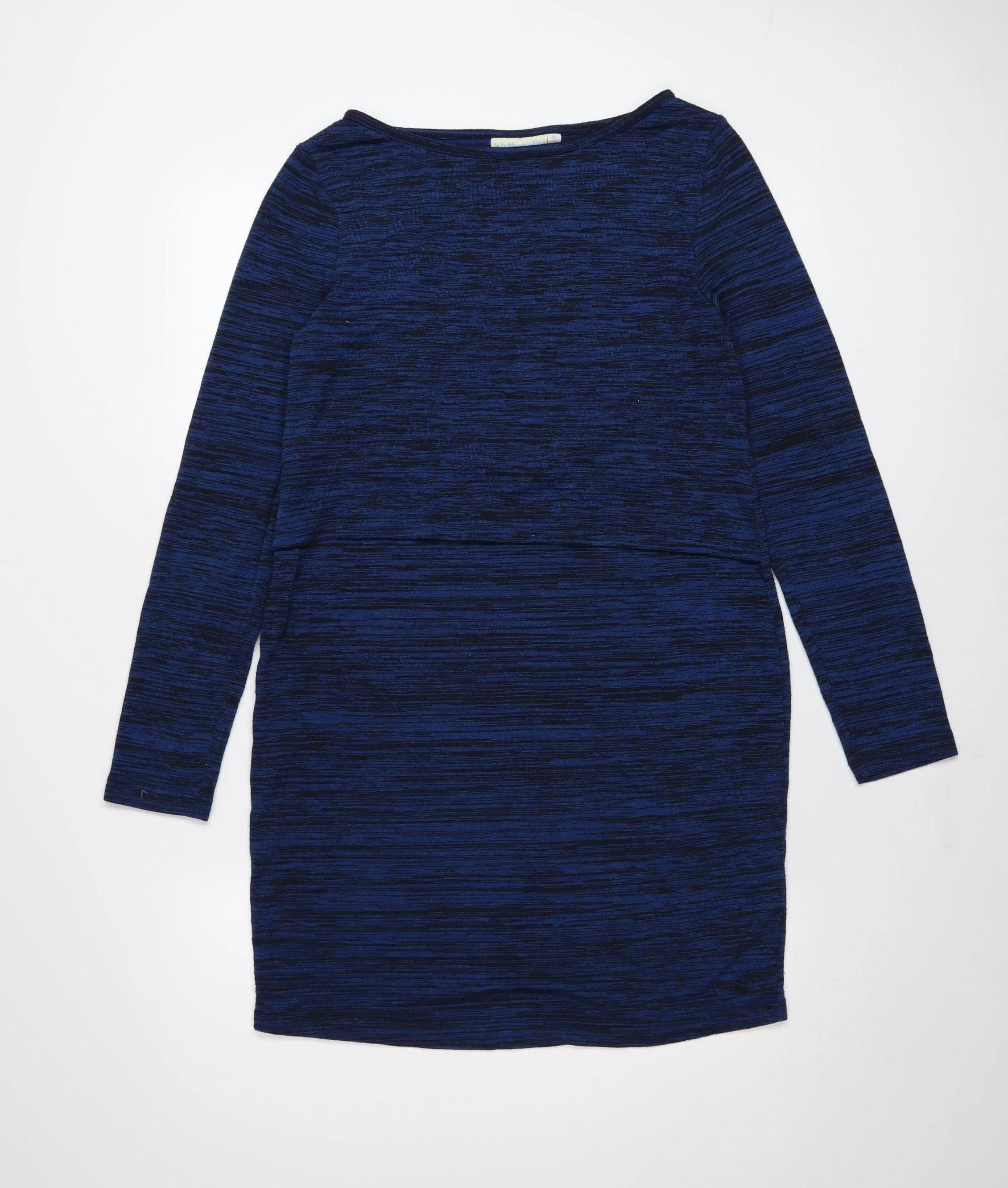 JoJo Maman Bébé Women's Blue Knit Shift Dress Size M Long Sleeve