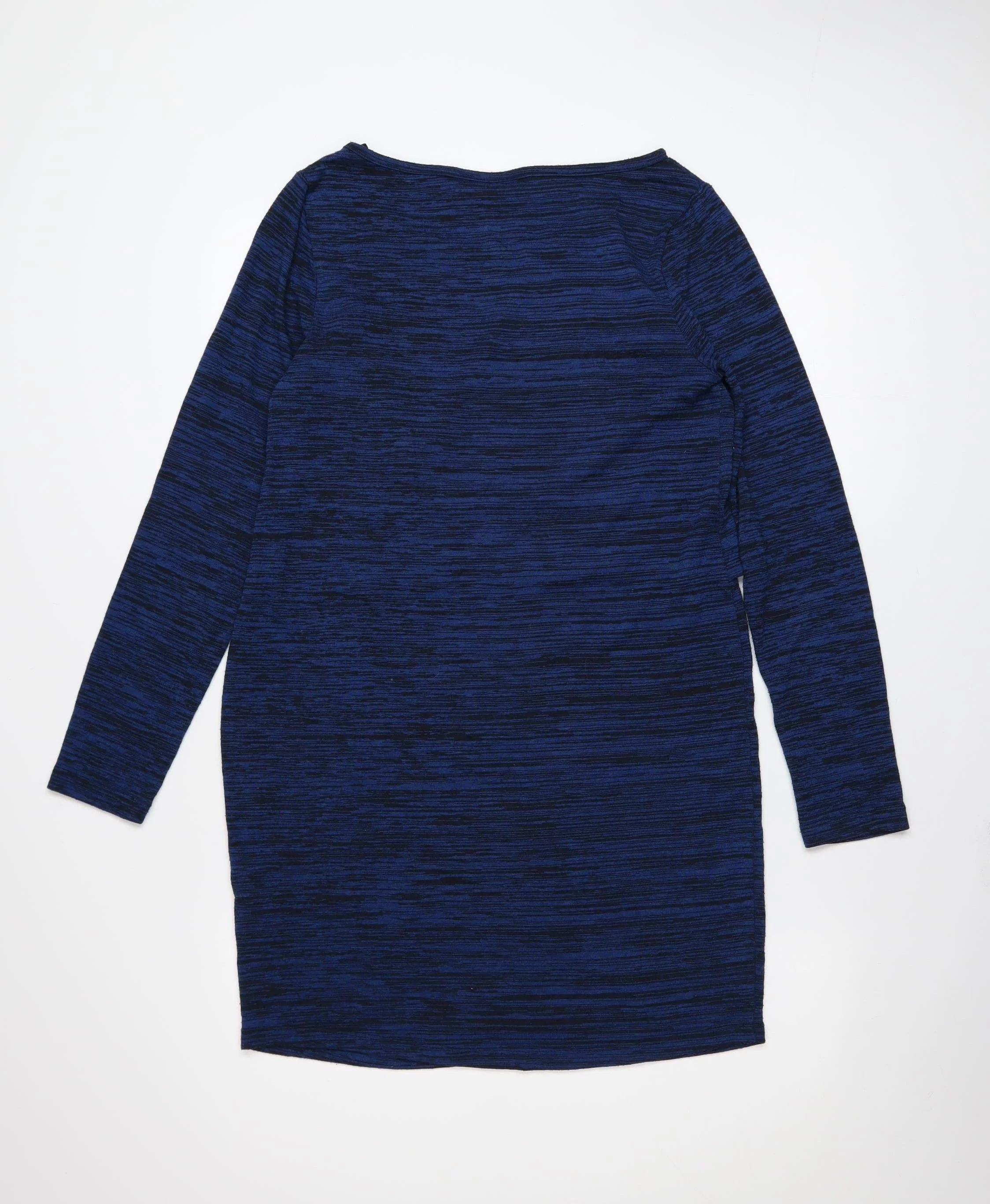 JoJo Maman Bébé Women's Blue Knit Shift Dress Size M Long Sleeve - Image 3