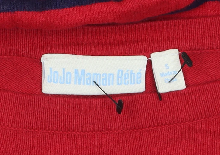 JoJo Maman Bébé Women's Red Striped Boat Neck Cotton Jumper Size S - Image 5