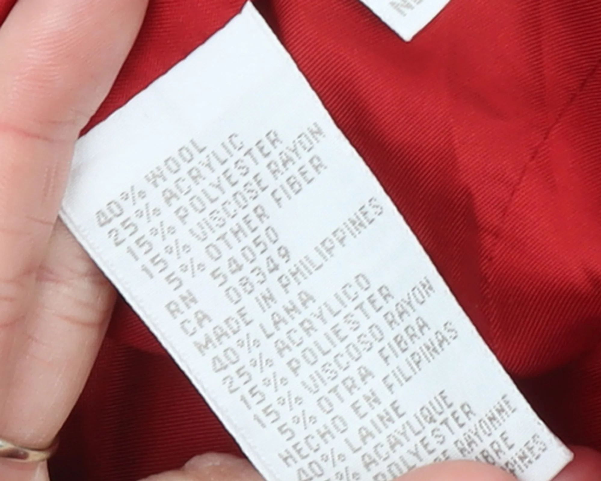 Jones New York Women's Red Wool Blend Classic Blazer Size 12 - Image 5