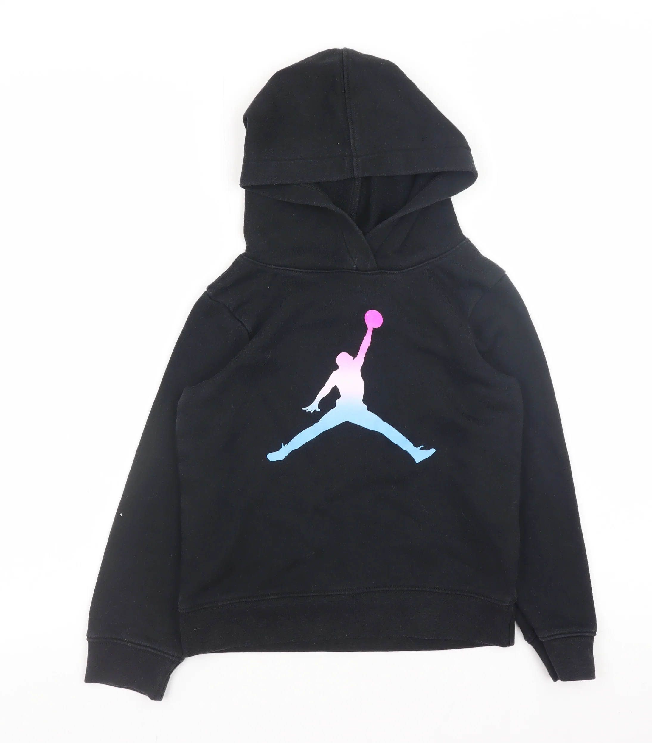 Jordan Boys Black Pullover Hoodie 6-7 Years Logo Fleece Sweatshirt