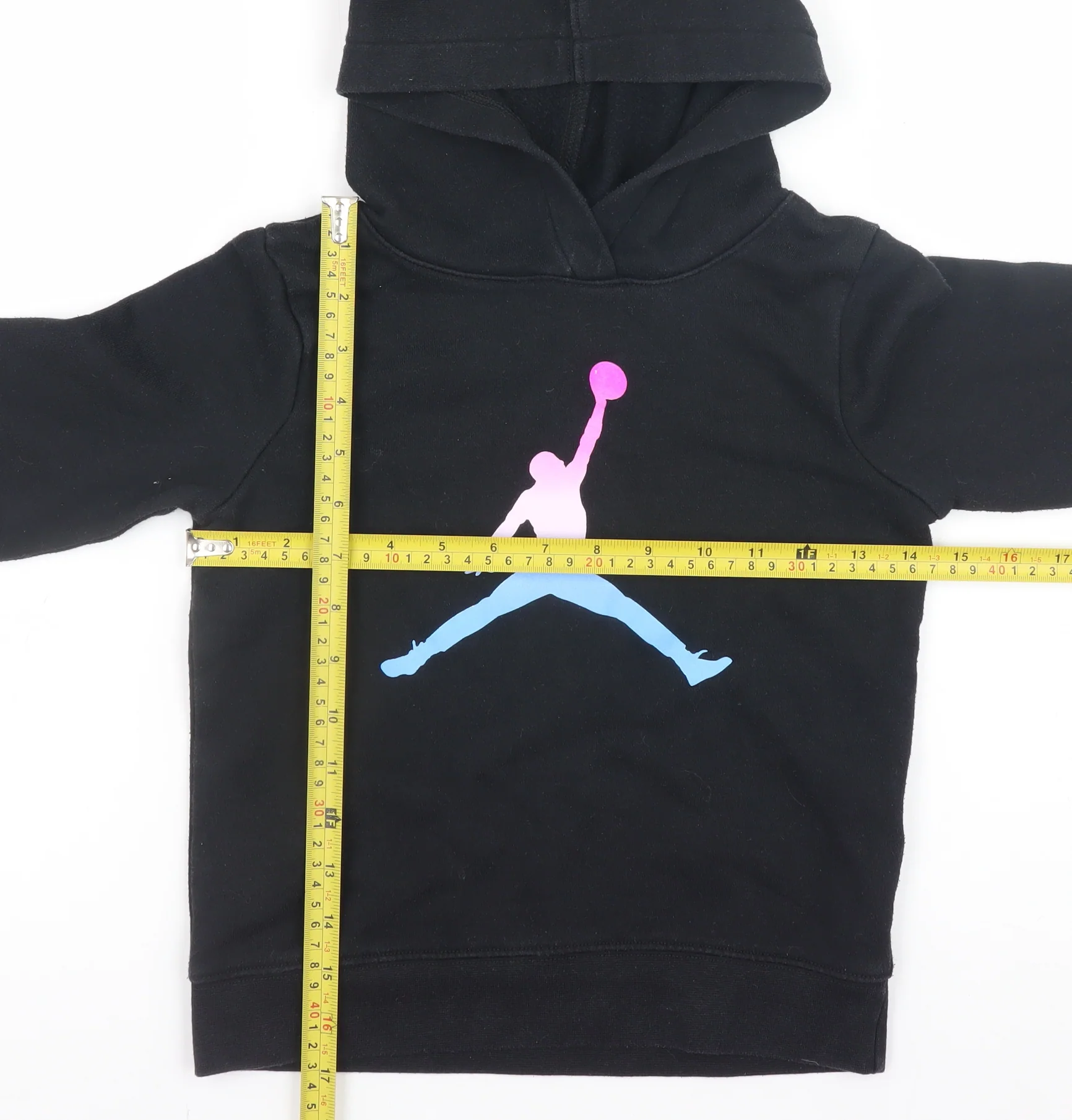 Jordan Boys Black Pullover Hoodie 6-7 Years Logo Fleece Sweatshirt - Image 2