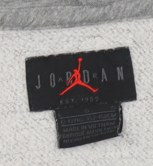 Jordan Boys Grey Full Zip Hoodie 12-13 Years Cotton Blend - Image 4
