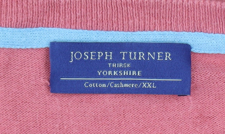 Joseph Turner Men's Pink Cotton Cashmere Crew Neck Jumper 2XL - Image 4