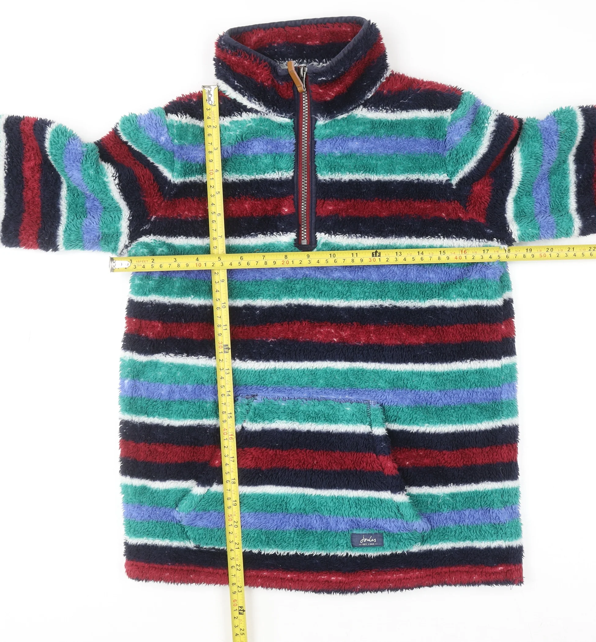 Joules Girls Multicoloured Striped Fleece Sweatshirt 11-12 Years 1/2 Zip - Image 2