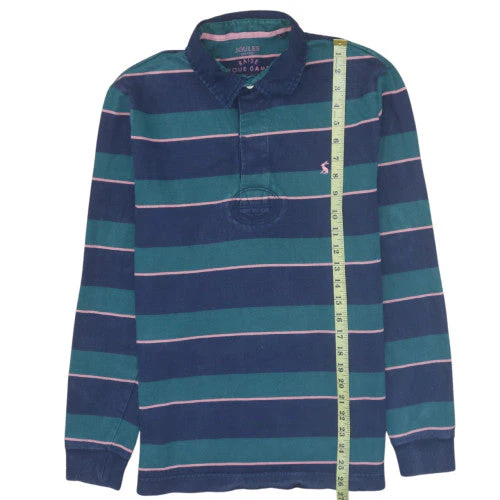 Joules Men's Blue Striped Long Sleeve Rugby Polo Shirt Size S - Image 3