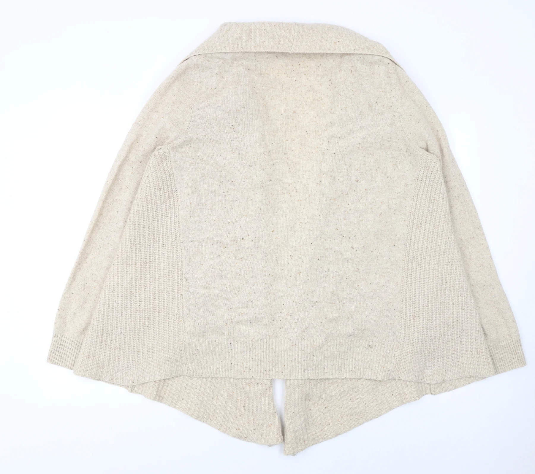 Joules Women Beige Wool Chunky Knit Open Collar Cardigan Size 10 - Image 3