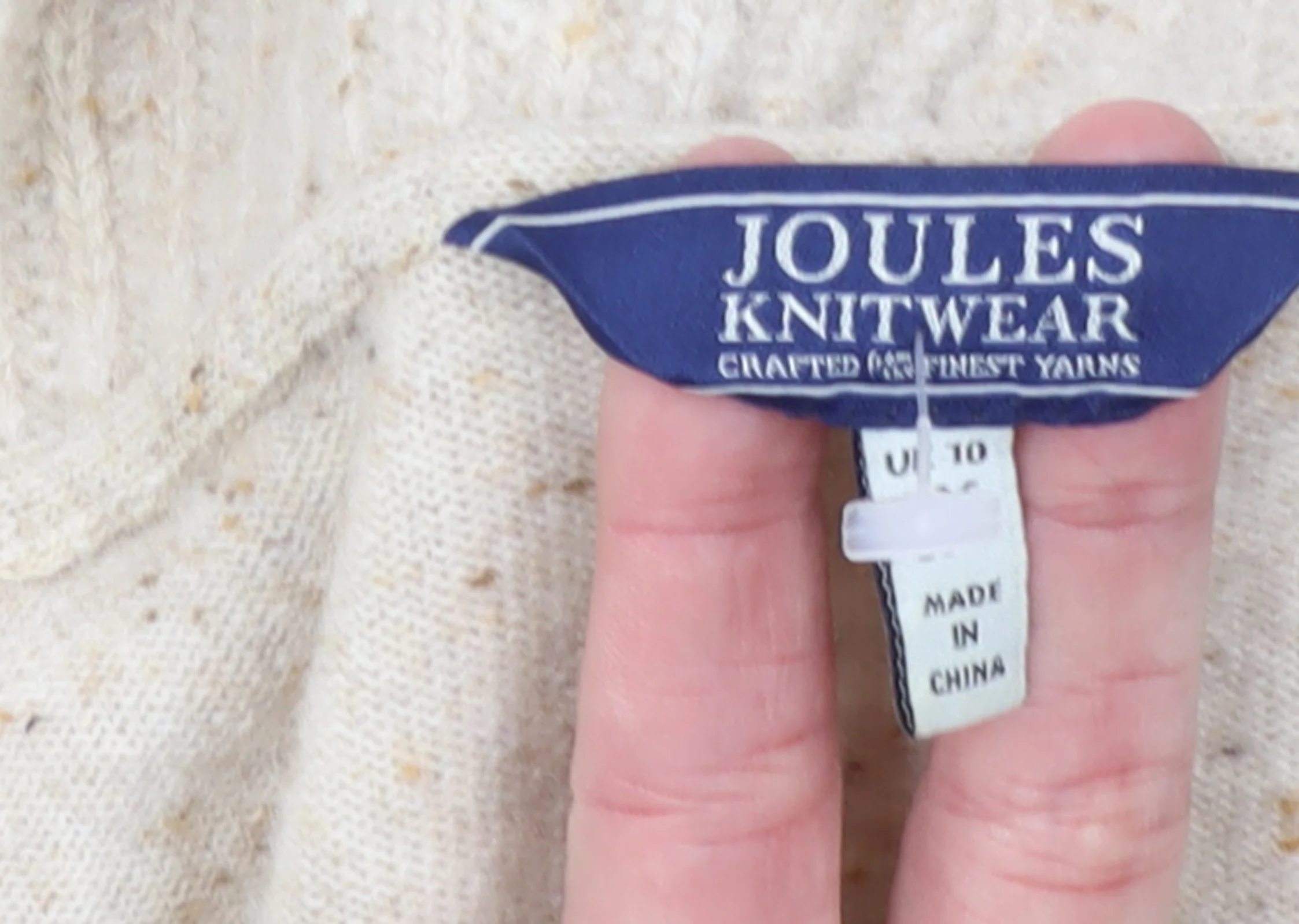 Joules Women Beige Wool Chunky Knit Open Collar Cardigan Size 10 - Image 4
