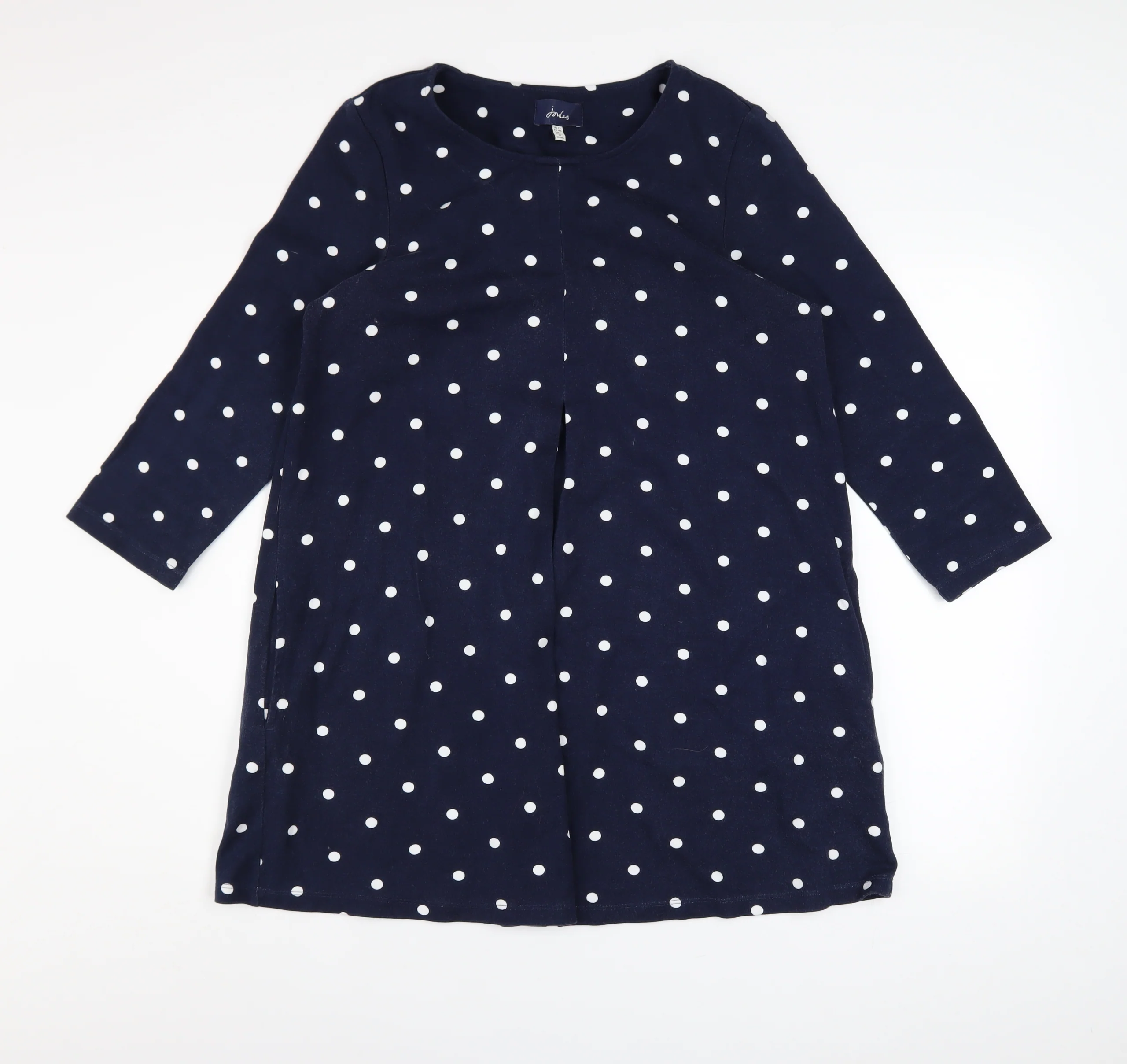 Joules Women Blue Polka Dot Shift Dress Size 12 3/4 Sleeve
