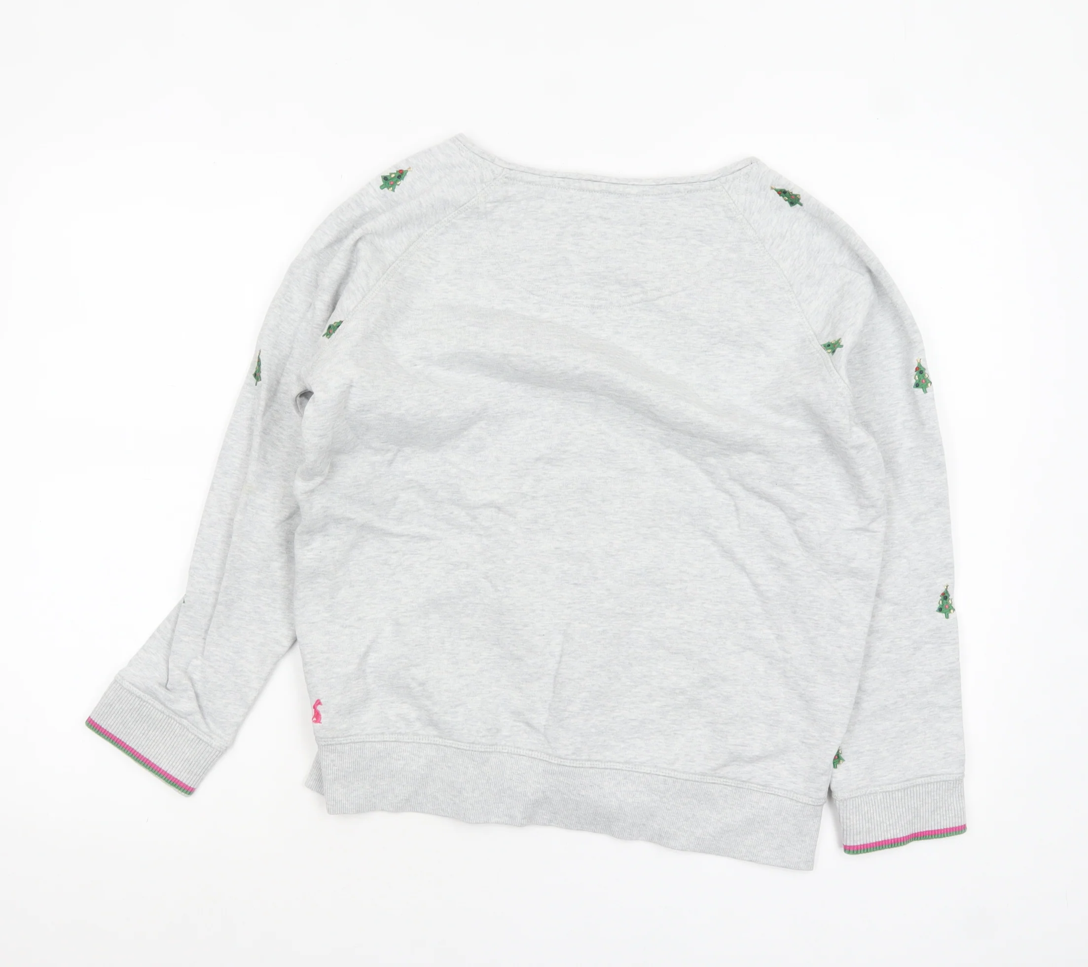 Joules Women Grey Christmas Tree Embroidered Pullover Sweatshirt UK 12 - Image 3