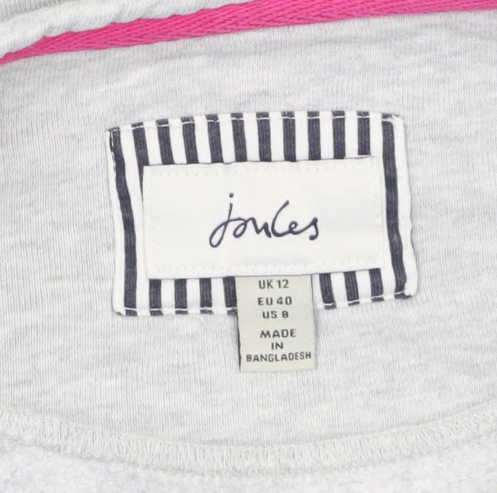 Joules Women Grey Christmas Tree Embroidered Pullover Sweatshirt UK 12 - Image 5