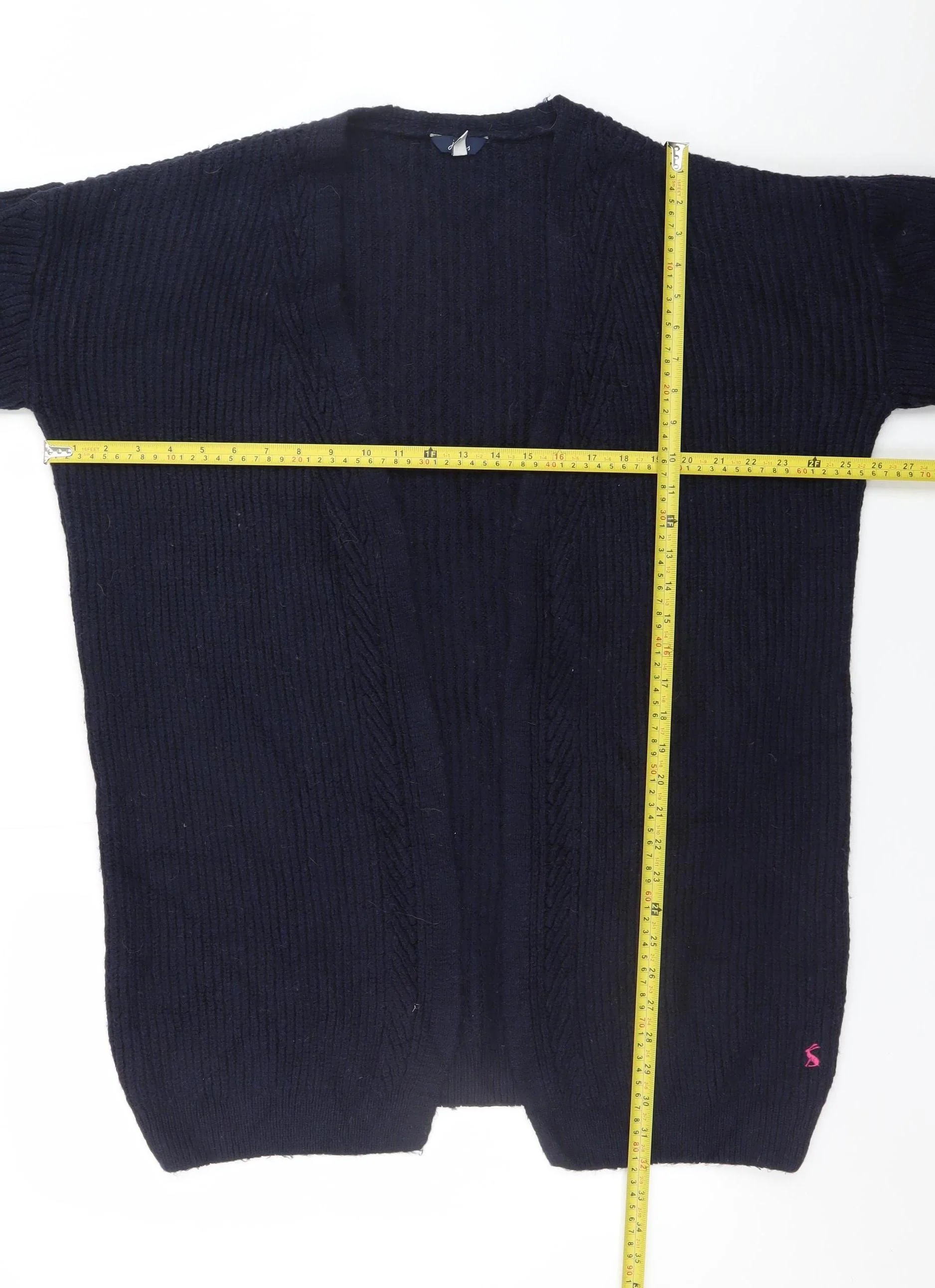 Joules Women Navy Blue Size 12 Open Knit Long Cardigan - Image 2