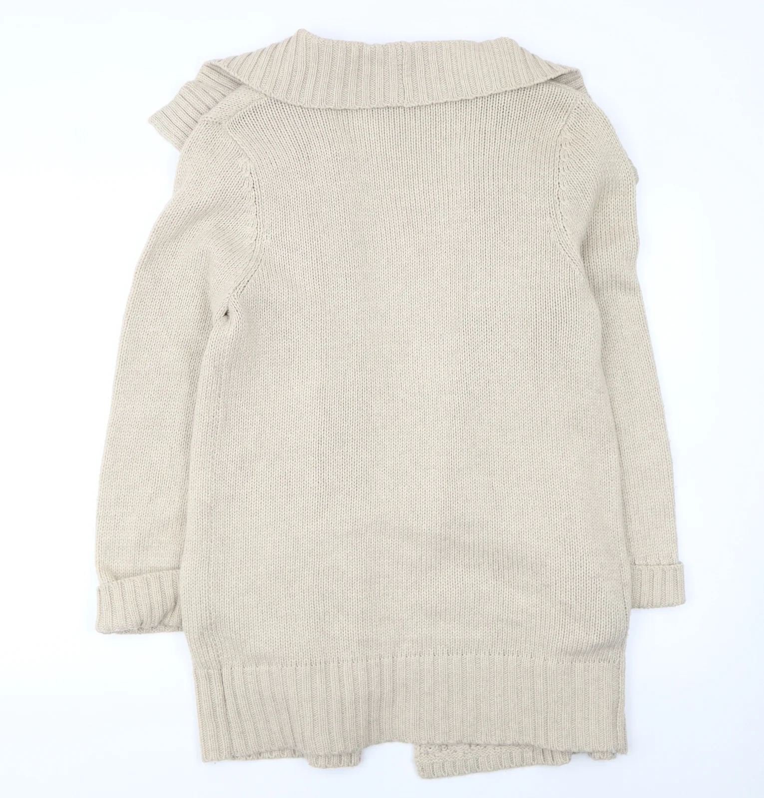 Joules Women’s Beige Collared Cable-Knit Cardigan Size M - Image 3