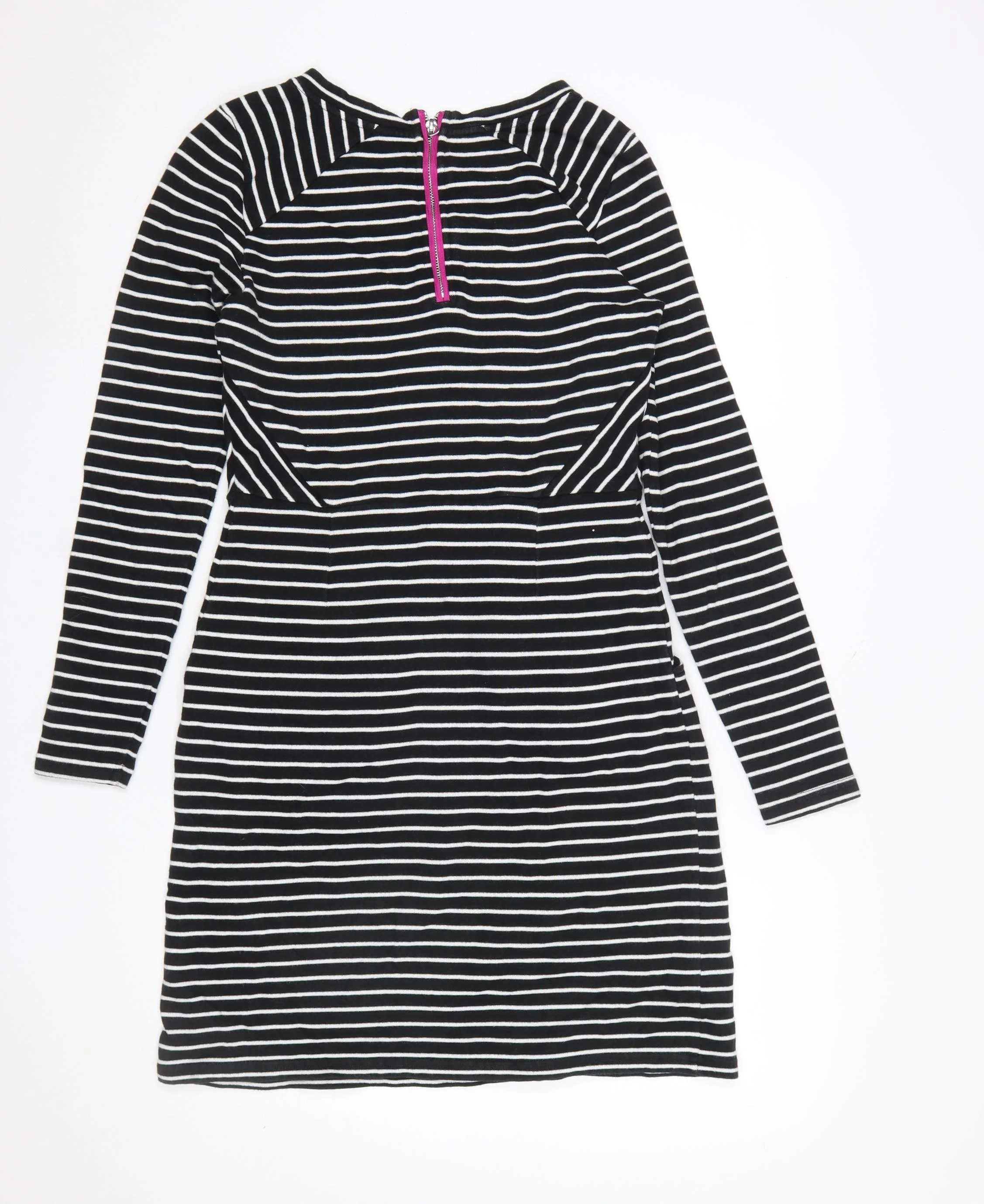 Joules Women’s Black White Stripe Shift Dress Size 12 Long Sleeve - Image 3