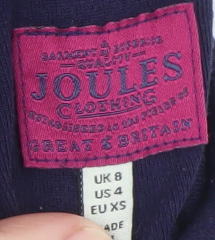 Joules Women’s Blue Roll Neck Horse Print Cotton Modal Long Sleeve Top UK 8 - Image 4