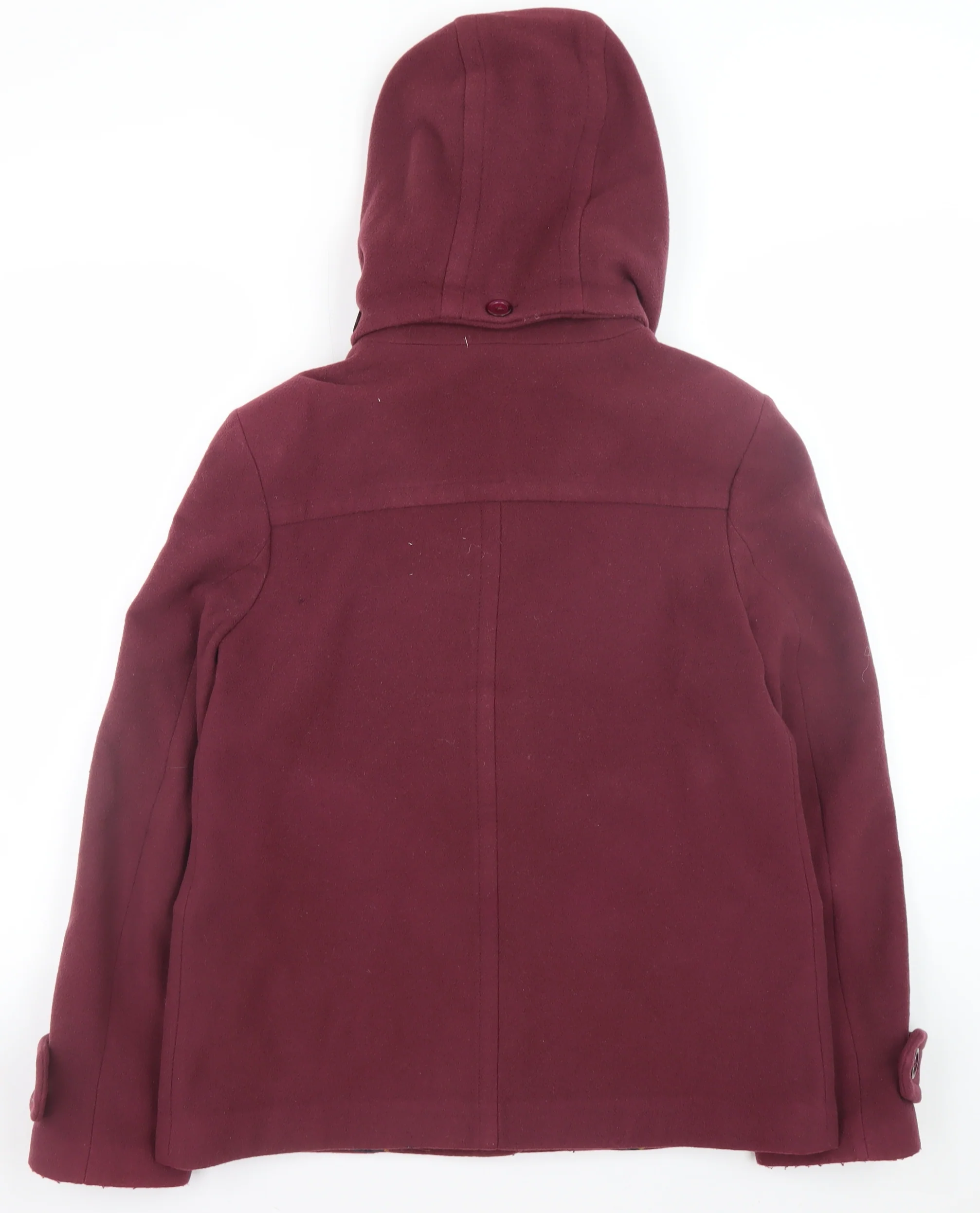 Joules Women’s Damson Wool Duffle Coat Size 12 Hooded Mid-Length - Image 3