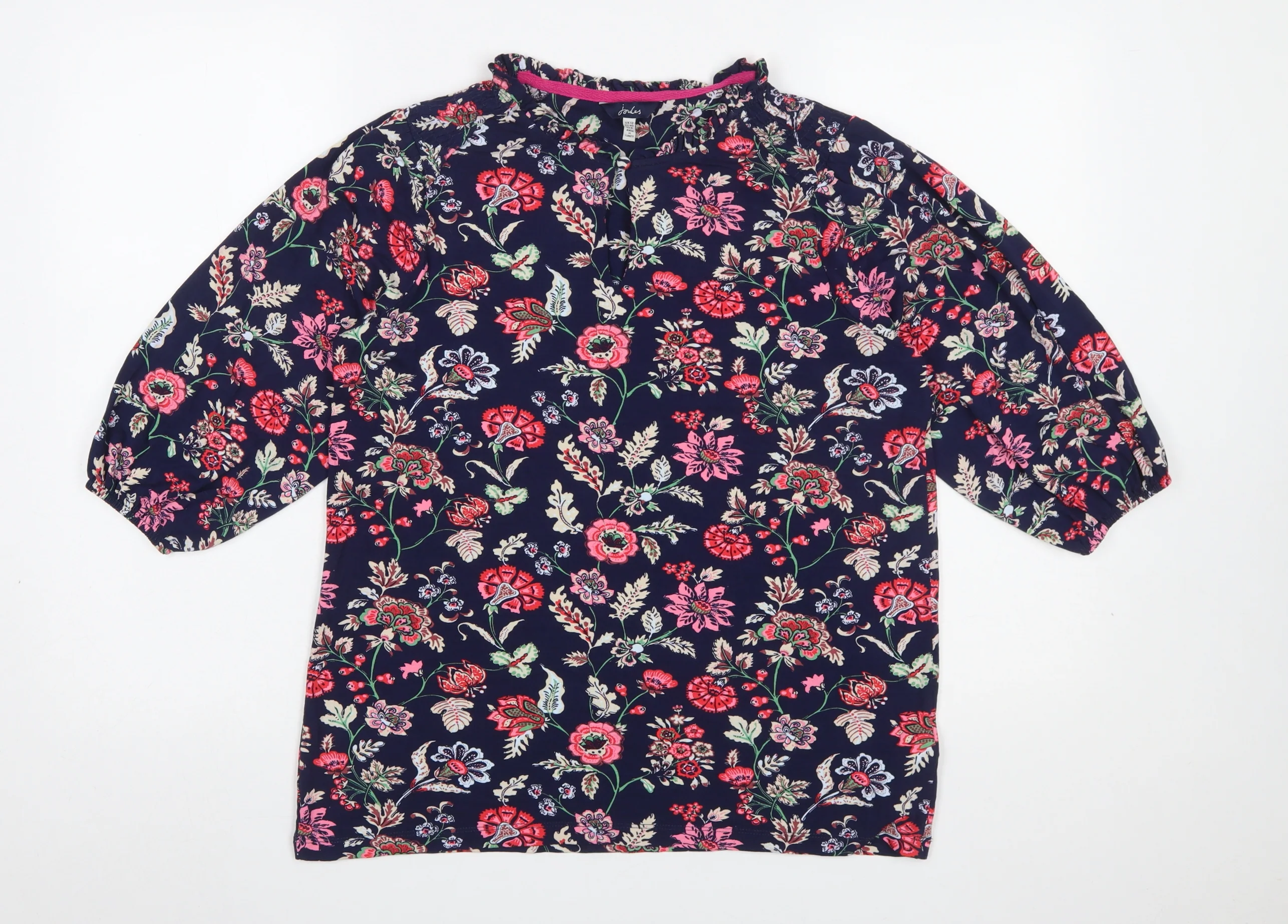 Joules Women’s Multicoloured Floral Ruffle Blouse UK12