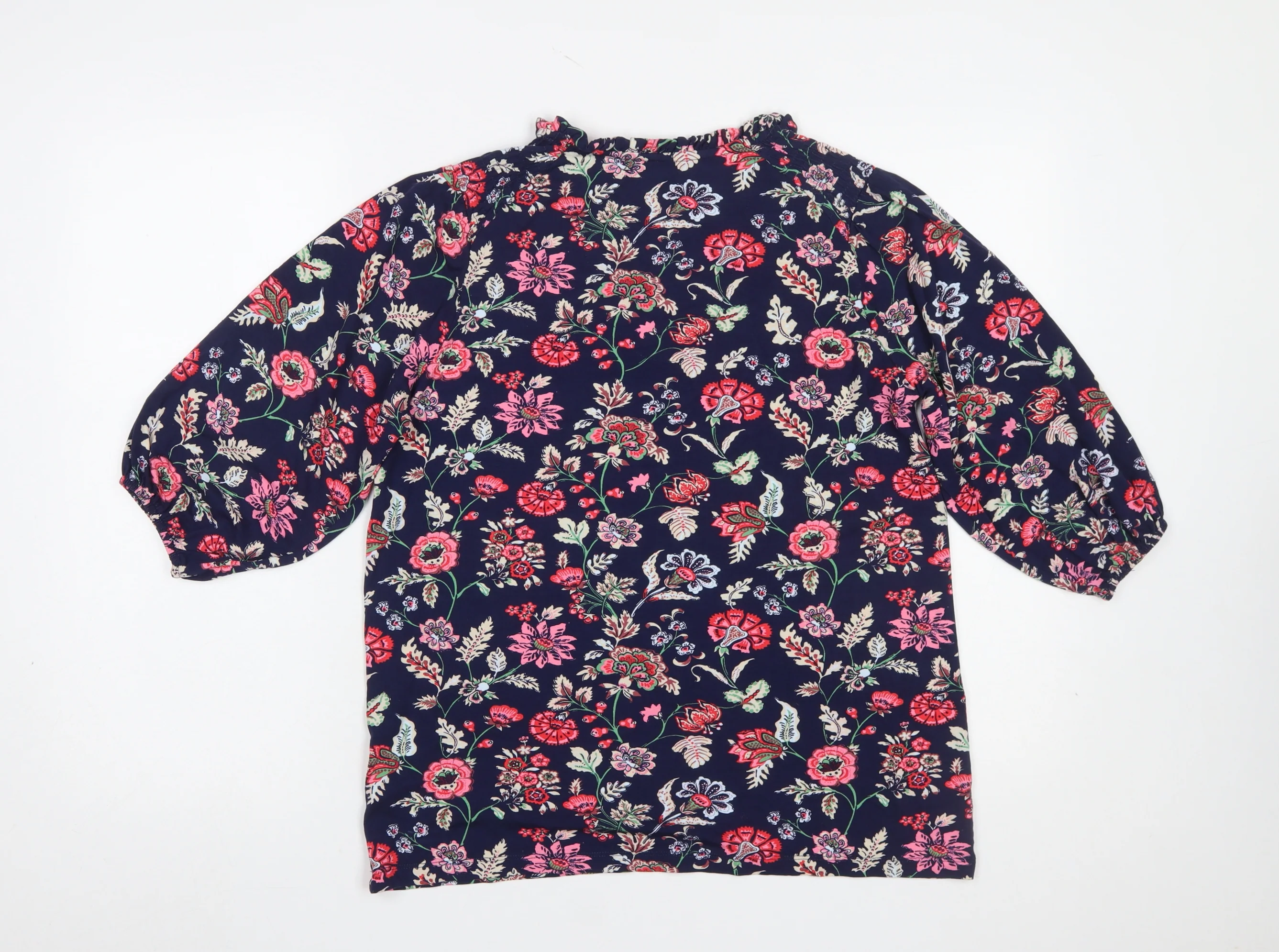 Joules Women’s Multicoloured Floral Ruffle Blouse UK12 - Image 3