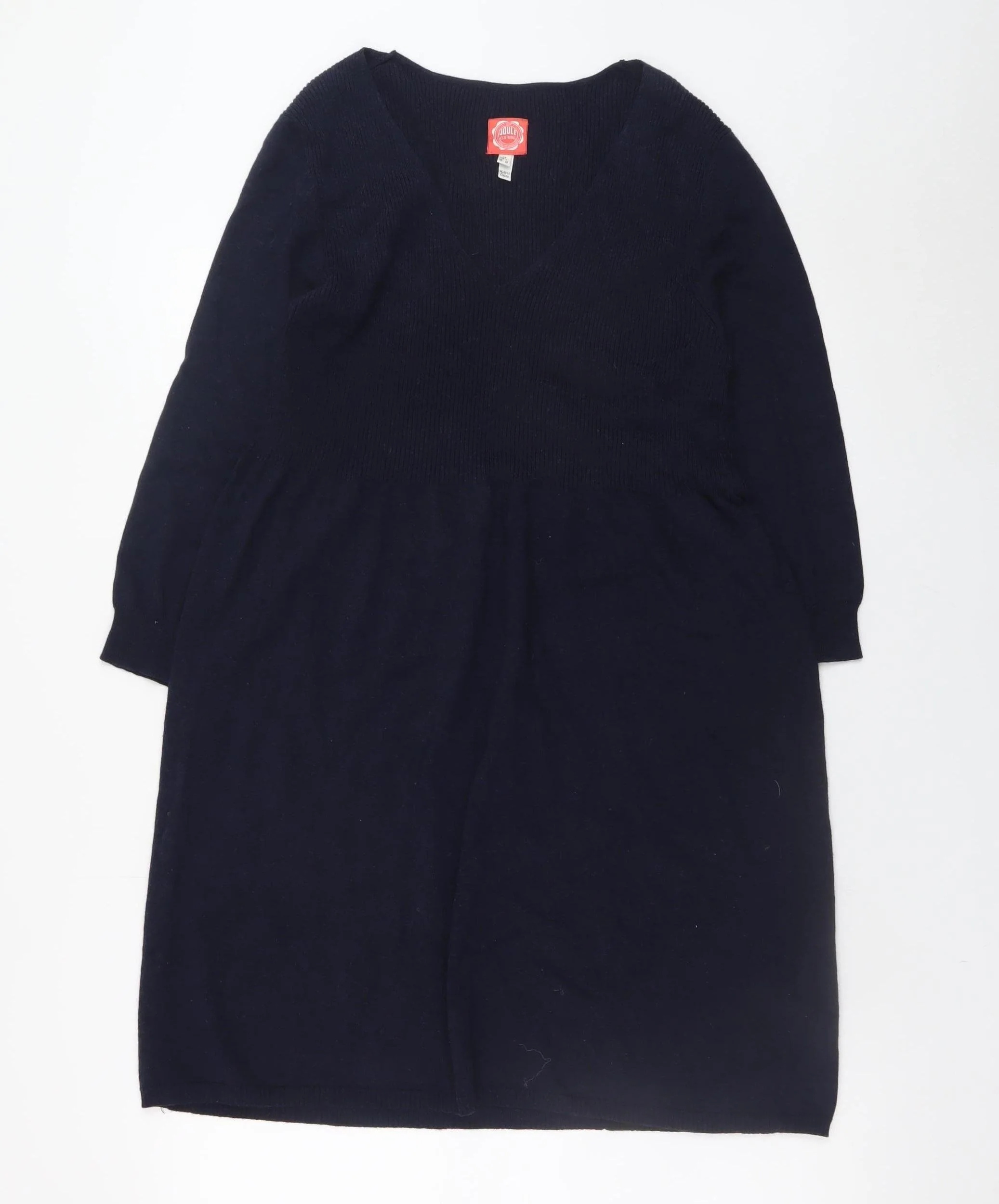 Joules Women’s Navy Jumper Dress Size 14 V-Neck Knit Long Sleeve