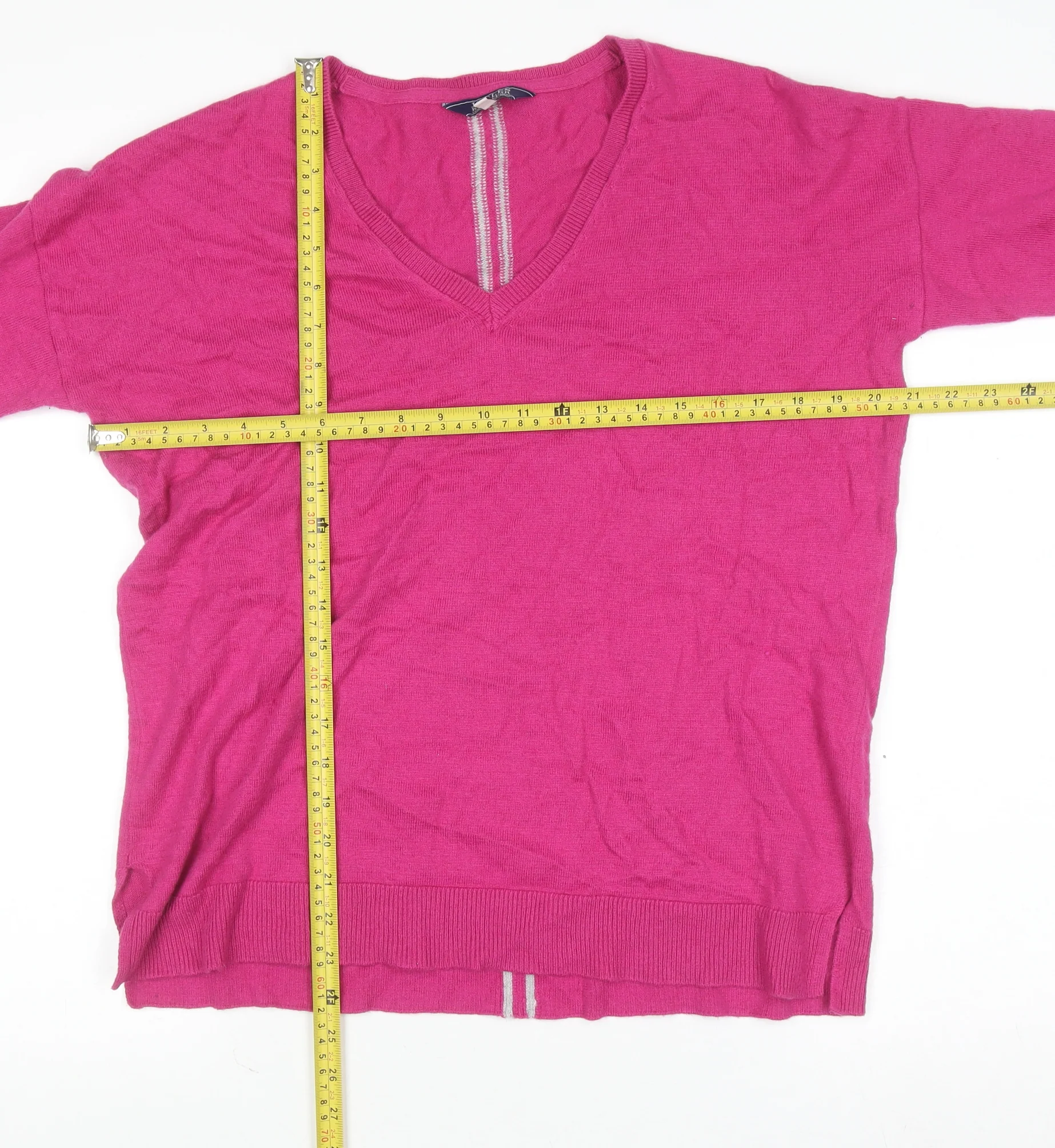 Joules Women’s Pink V-Neck Knit Jumper UK 14 Classic Fit Long Sleeve - Image 2
