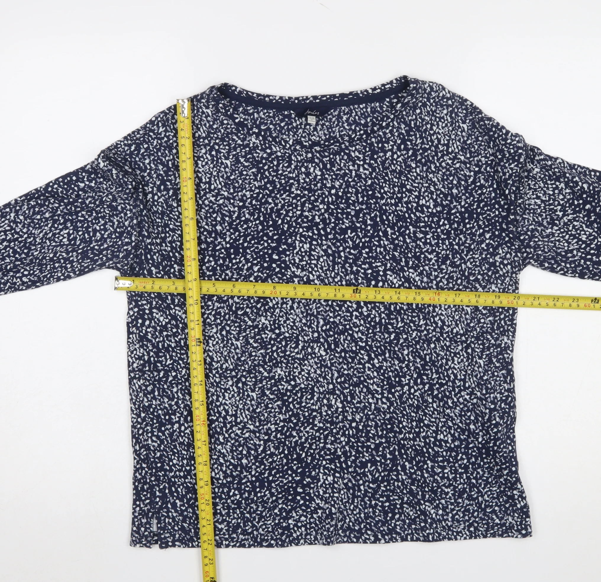 Joules Womens Blue Floral Long Sleeve Cotton T-Shirt UK 10 - Image 2