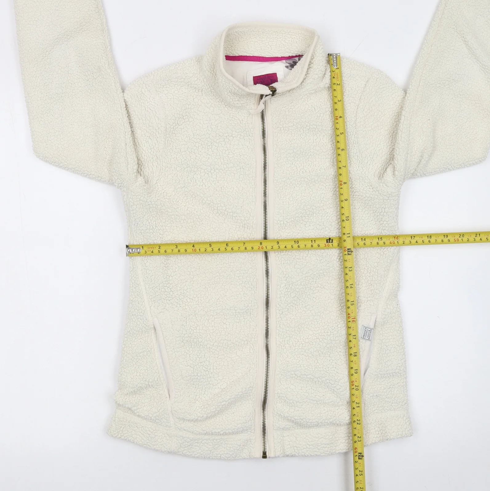 Joules Women's Ivory Full Zip Fleece Jacket Size 10 - Image 2