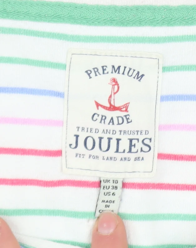 Joules Women's Multicoloured Striped Cotton Long Sleeve T-Shirt UK 10 - Image 4
