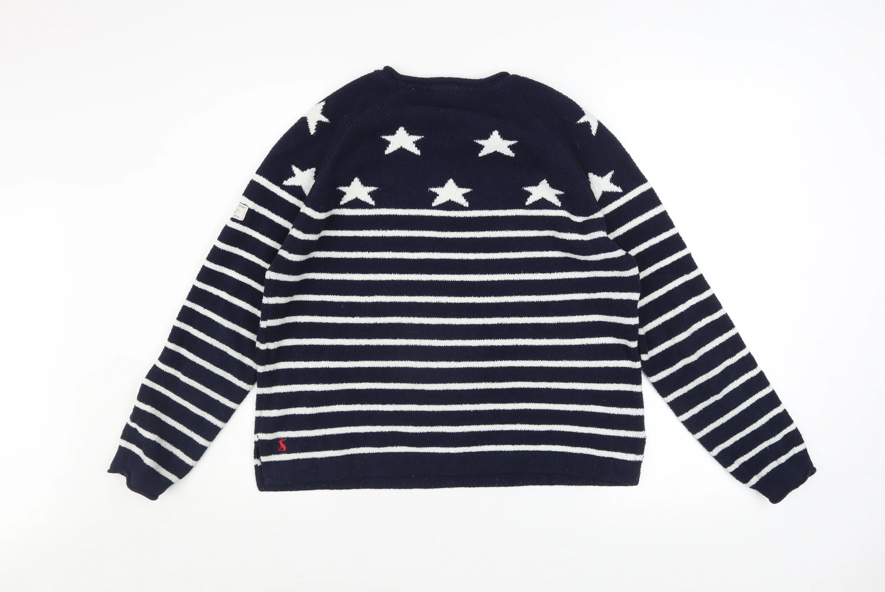 Joules Women's Navy White Star Stripe Pullover Sweatshirt Size 12 - Image 3