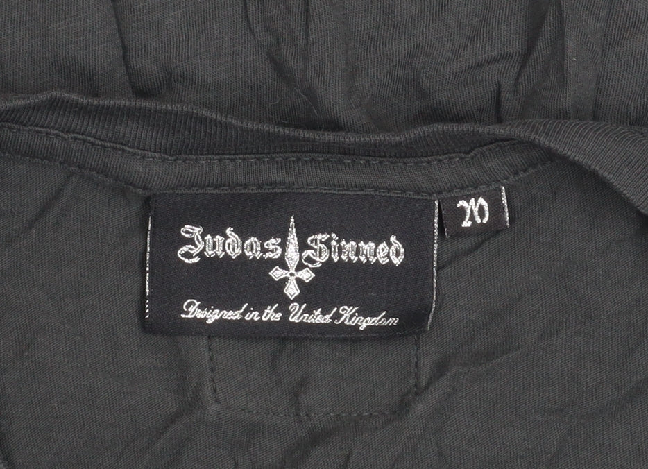 Judas Sinned Women's Black V-Neck Slim Fit Cotton T-Shirt Size 10 - Image 4