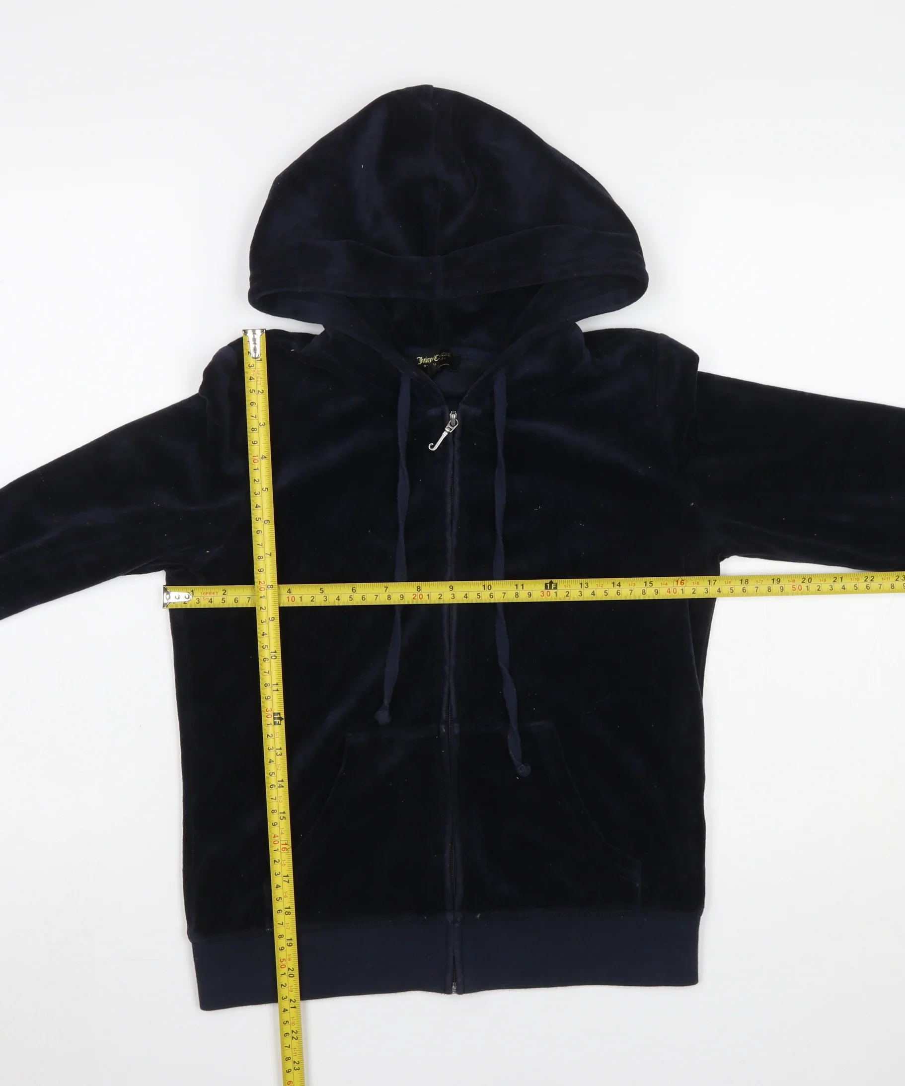 Juicy Couture Black Label Women's Navy Velour Full Zip Hoodie Size S - Image 2