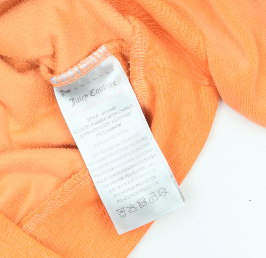 Juicy Couture Girls Orange Velour Rhinestone Logo Pullover Sweatshirt 8-9 Years - Image 4