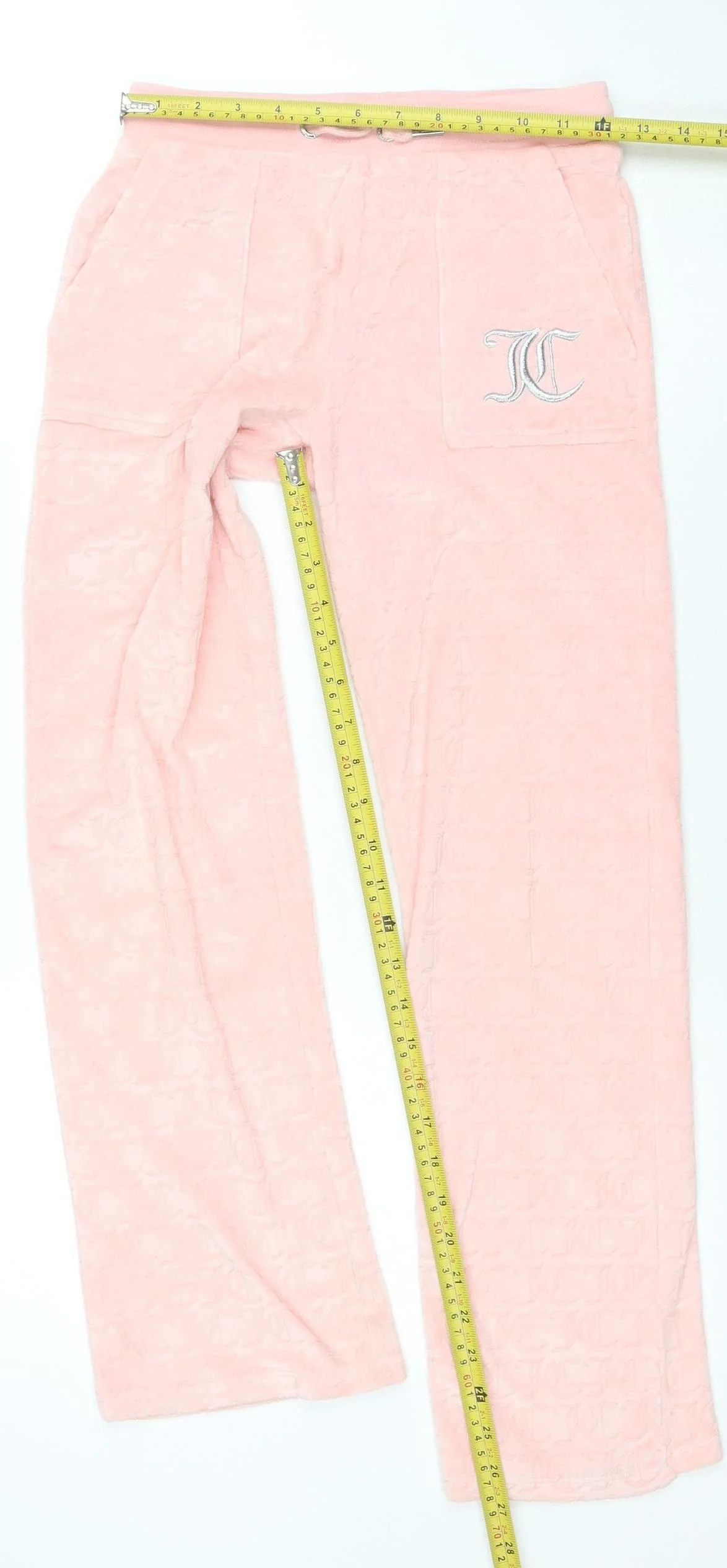 Juicy Couture Girls Pink Velour Sweatpants 10-11 Years Elastic Waist - Image 2