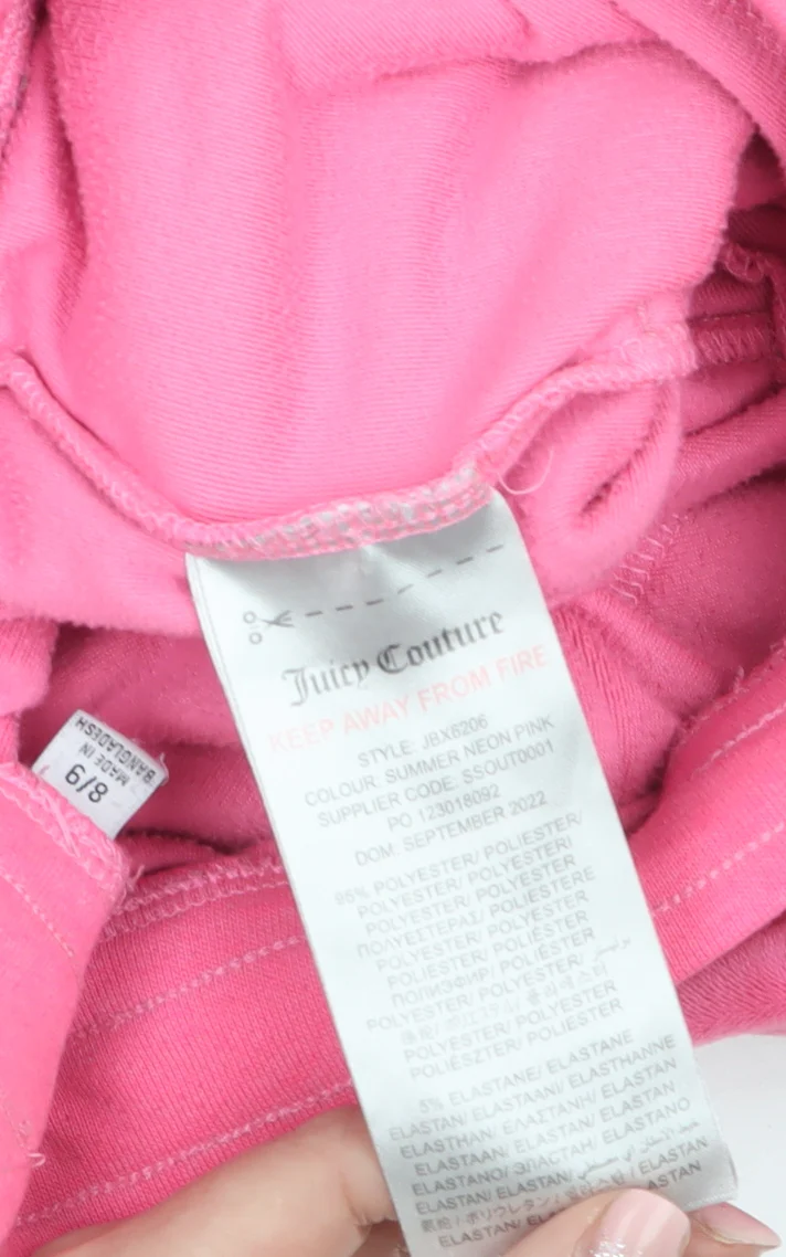 Juicy Couture Girls Pink Velour Sweatpants Size 8-9 Years Drawstring Waist - Image 4