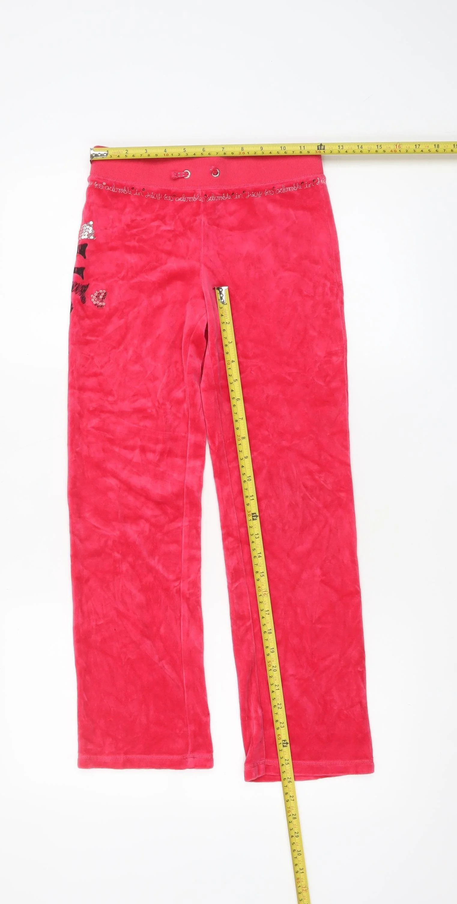 Juicy Couture Girls Red Velour Sweatpants Age 8 Years Elastic Waist - Image 2