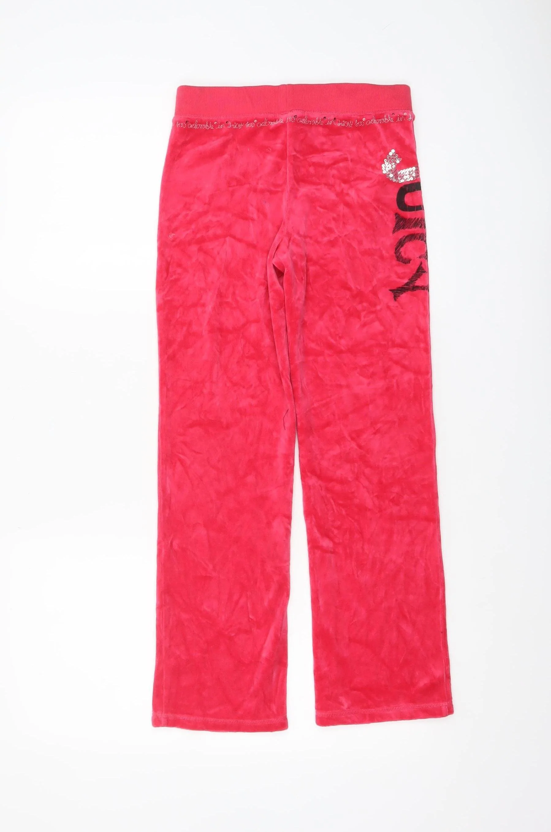 Juicy Couture Girls Red Velour Sweatpants Age 8 Years Elastic Waist - Image 3