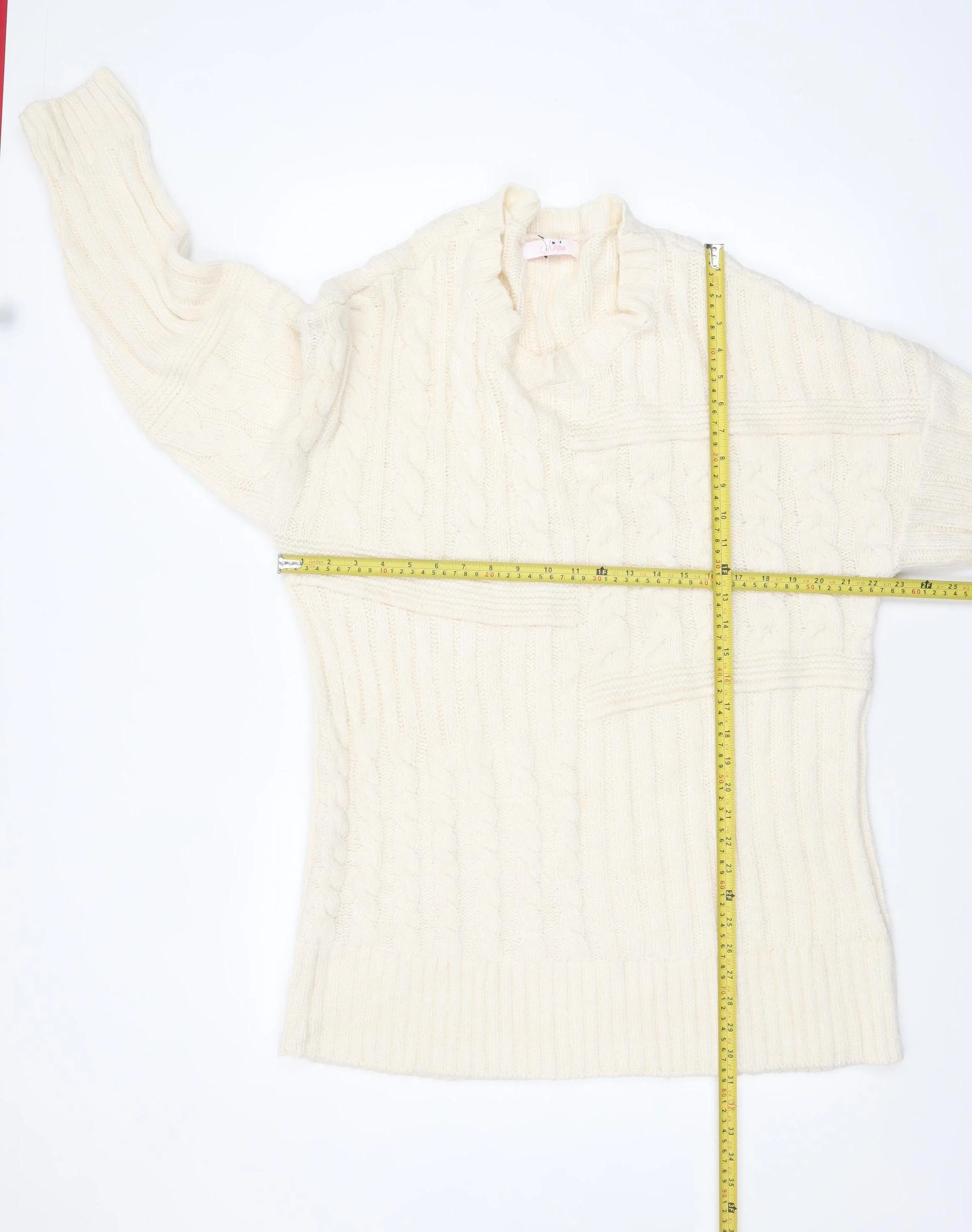 Julipa Women’s Ivory Cable Knit Long Sleeve Pullover Jumper Size 16/18 - Image 2
