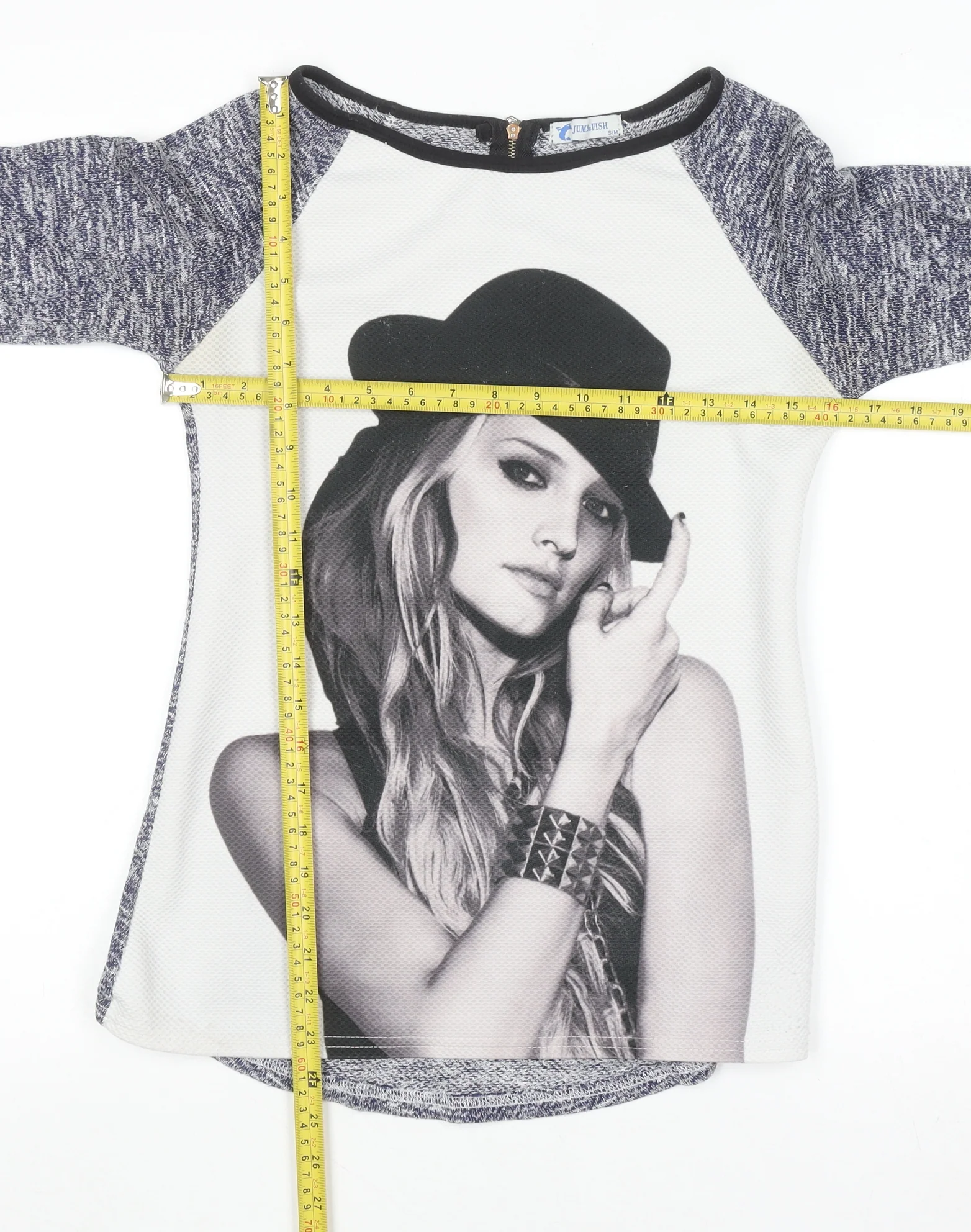 Jump & Fish Women's Grey Graphic Long Sleeve Jersey Top Size S/M - Image 2