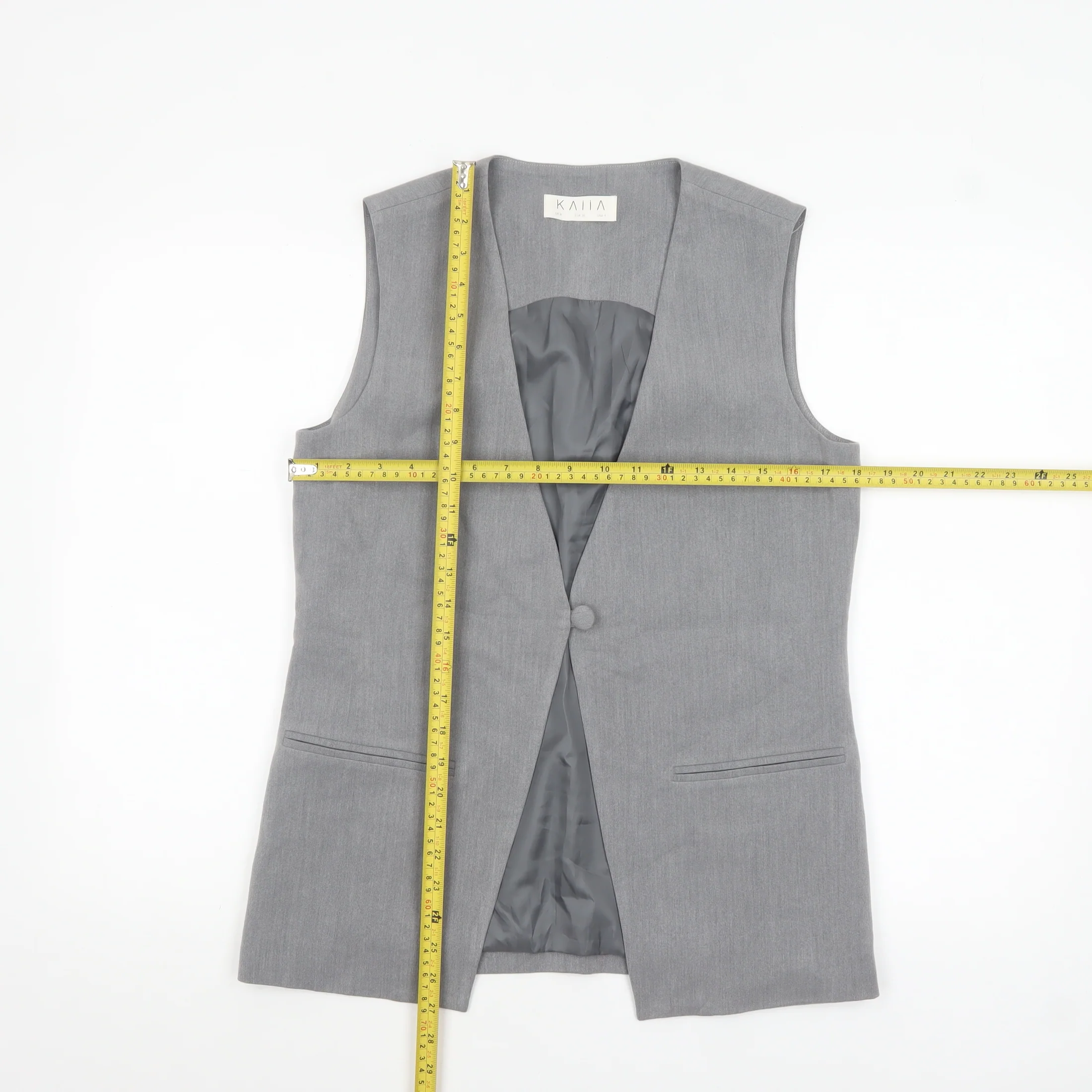 KAIIA Women Grey Suit Waistcoat UK 8 Single Button Tailored Vest - Image 2