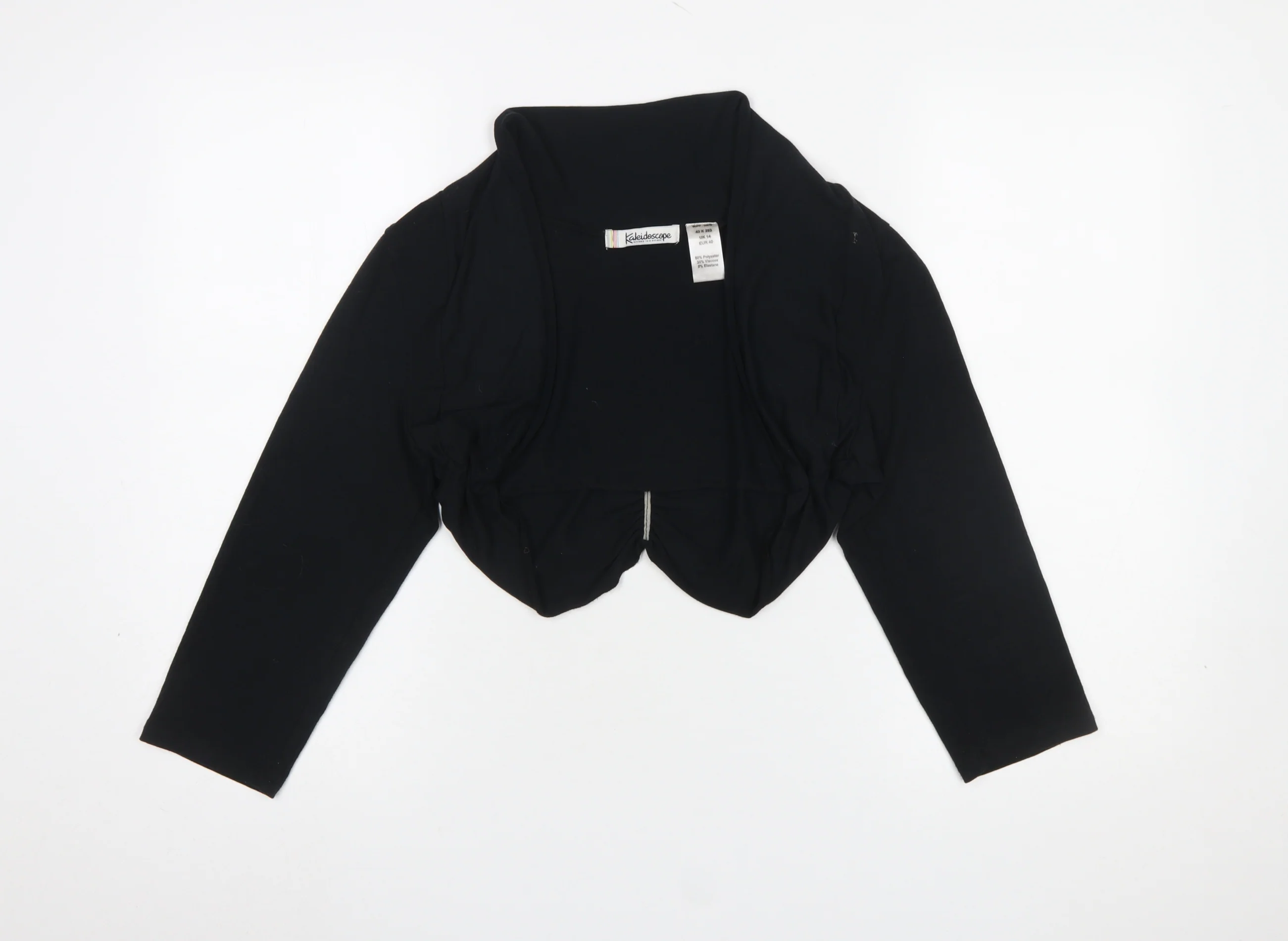 Kaleidoscope Women Black Cropped Long Sleeve Jersey Shrug UK 14