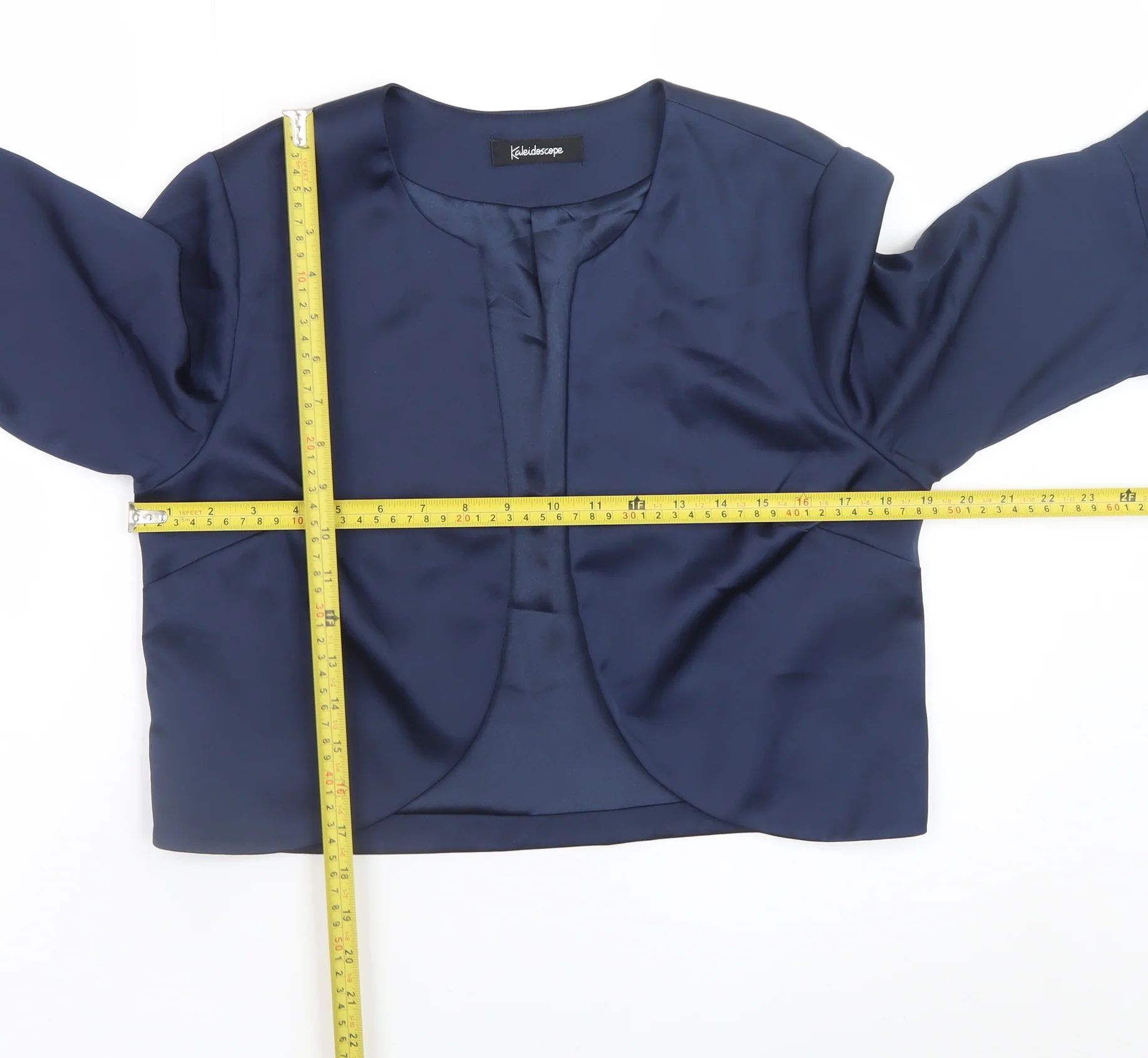 Kaleidoscope Women's Blue Ruffle Sleeve Satin Blazer Jacket UK 12 - Image 2