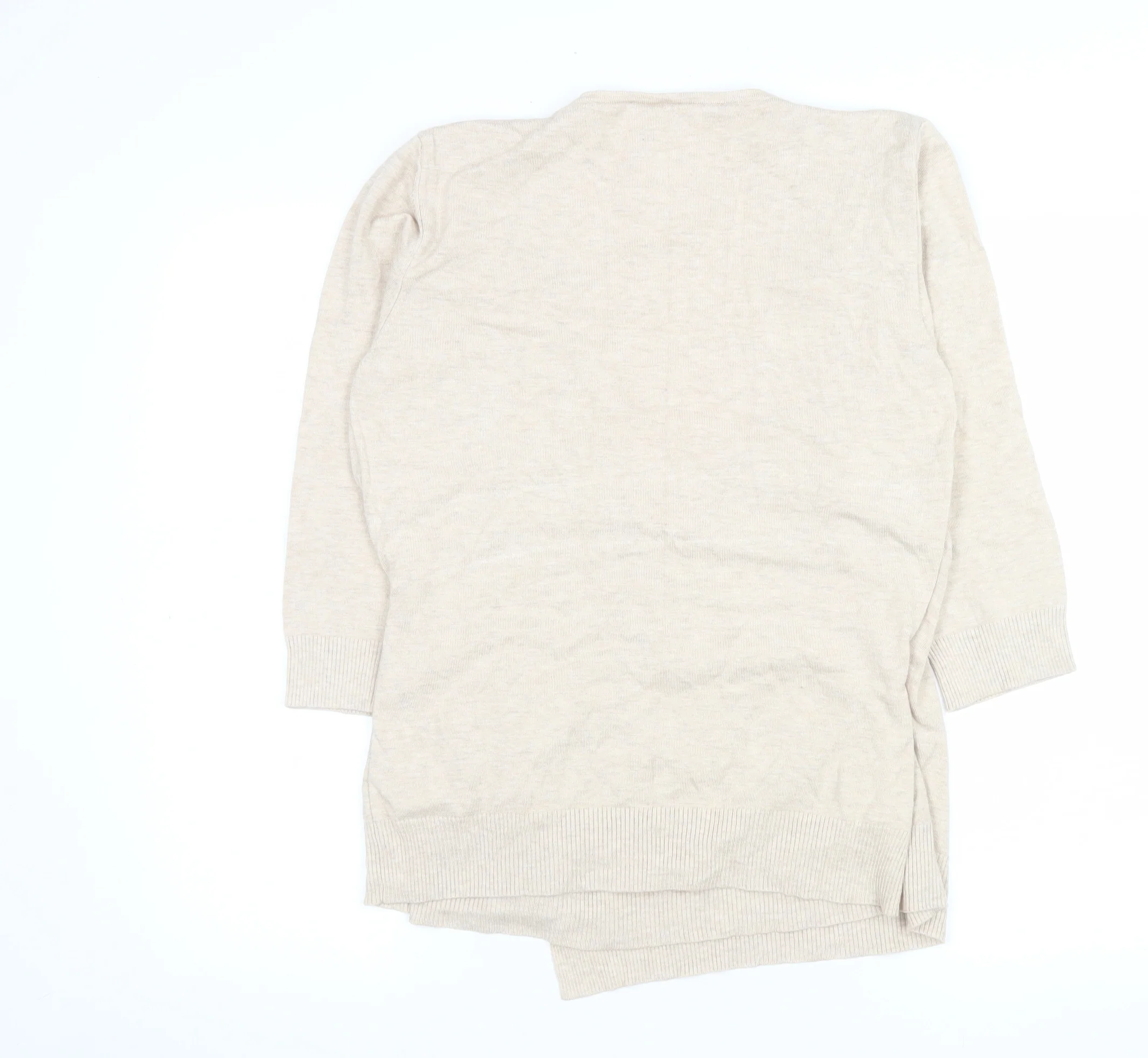 Kaliko Women Beige Wrap Tie Knit Cardigan Size 14 - Image 3