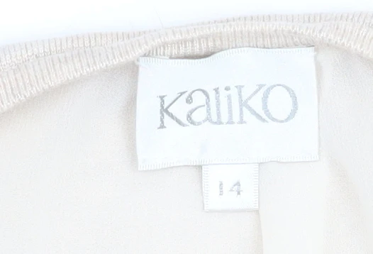 Kaliko Women Beige Wrap Tie Knit Cardigan Size 14 - Image 4