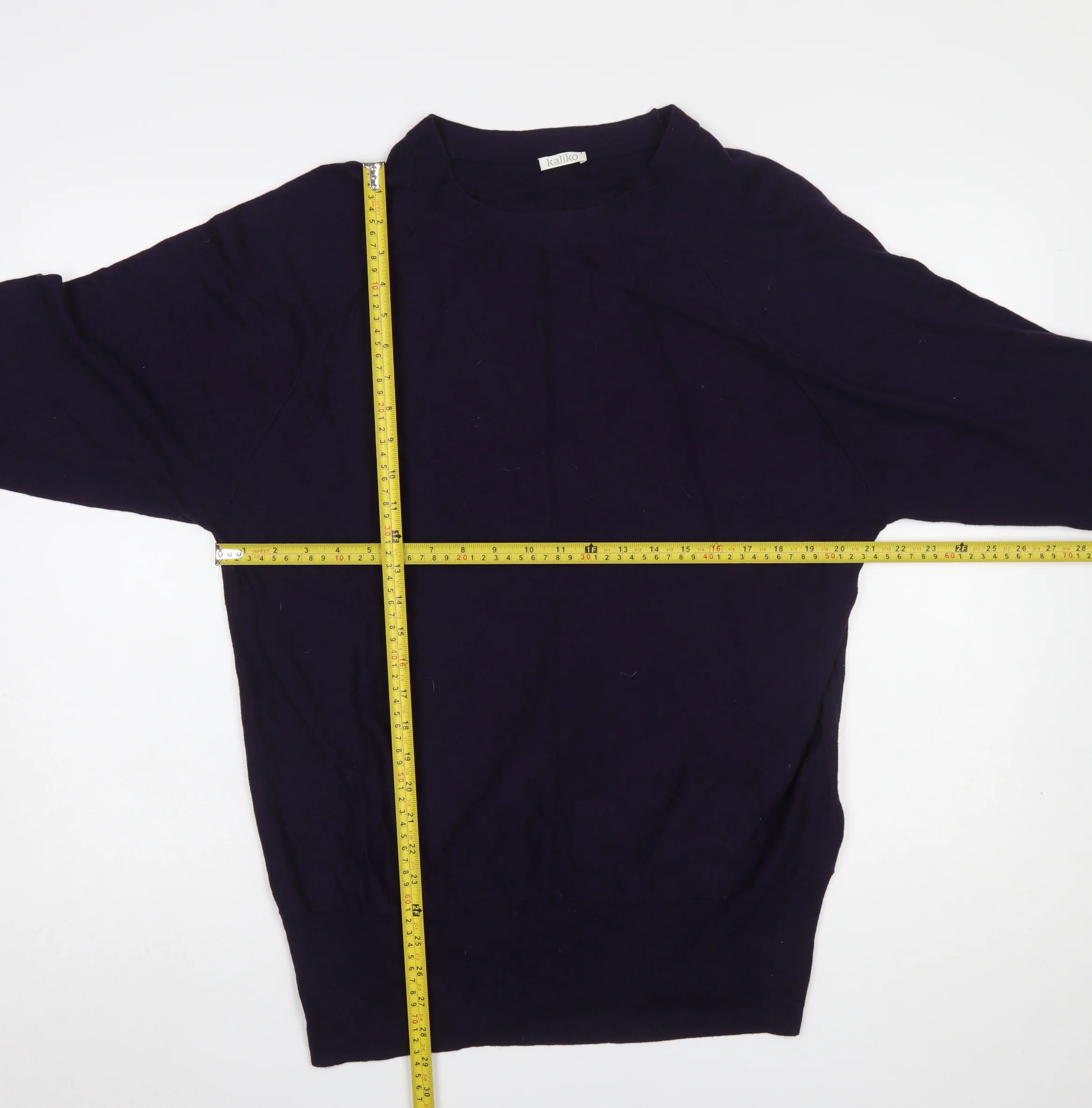 Kaliko Women’s Purple Cotton Blend Long Sleeve Crew Neck Jumper L - Image 2