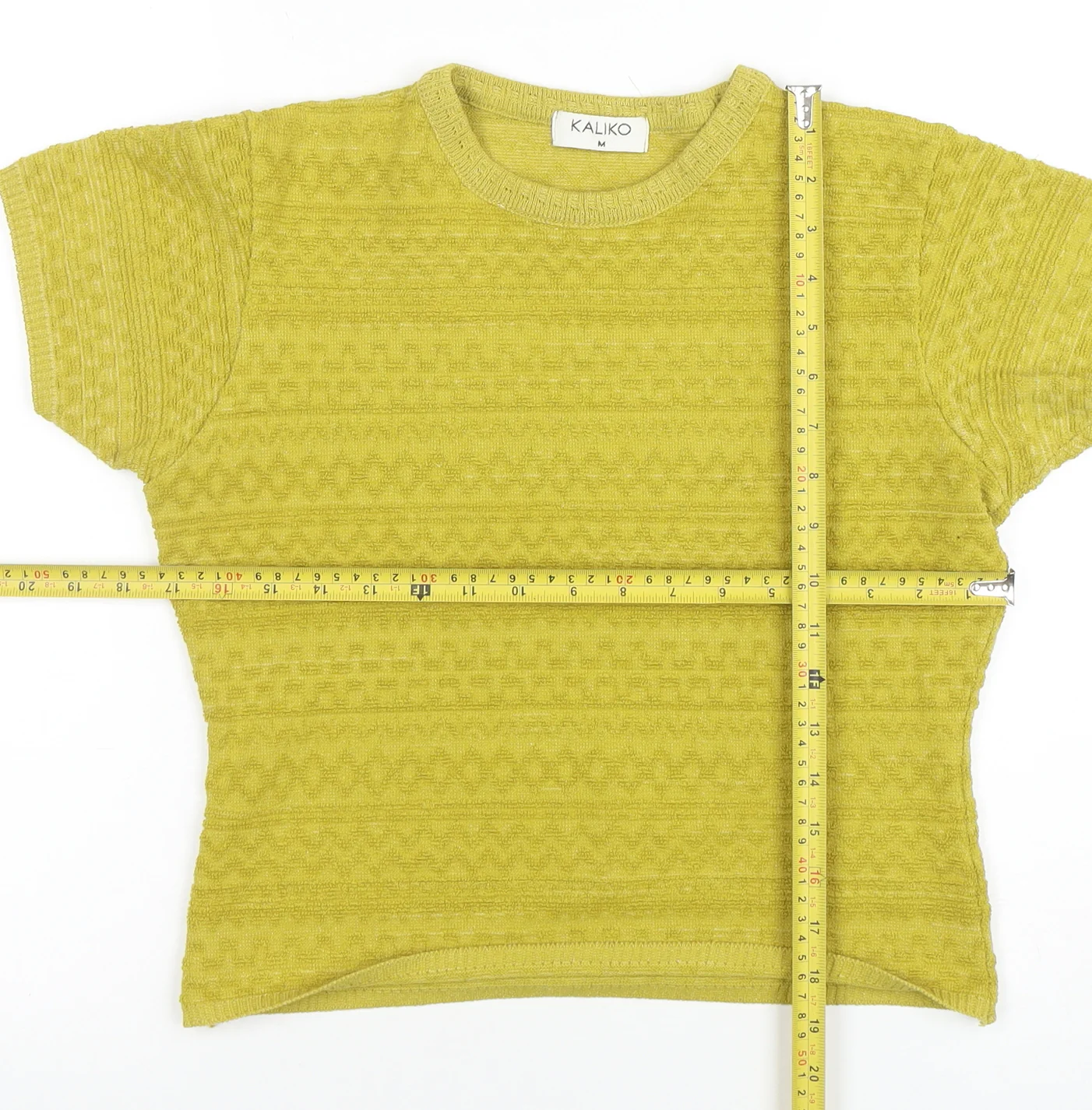 Kaliko Women's Yellow Knit Short Sleeve Crew Neck Top Size 12 - Image 2