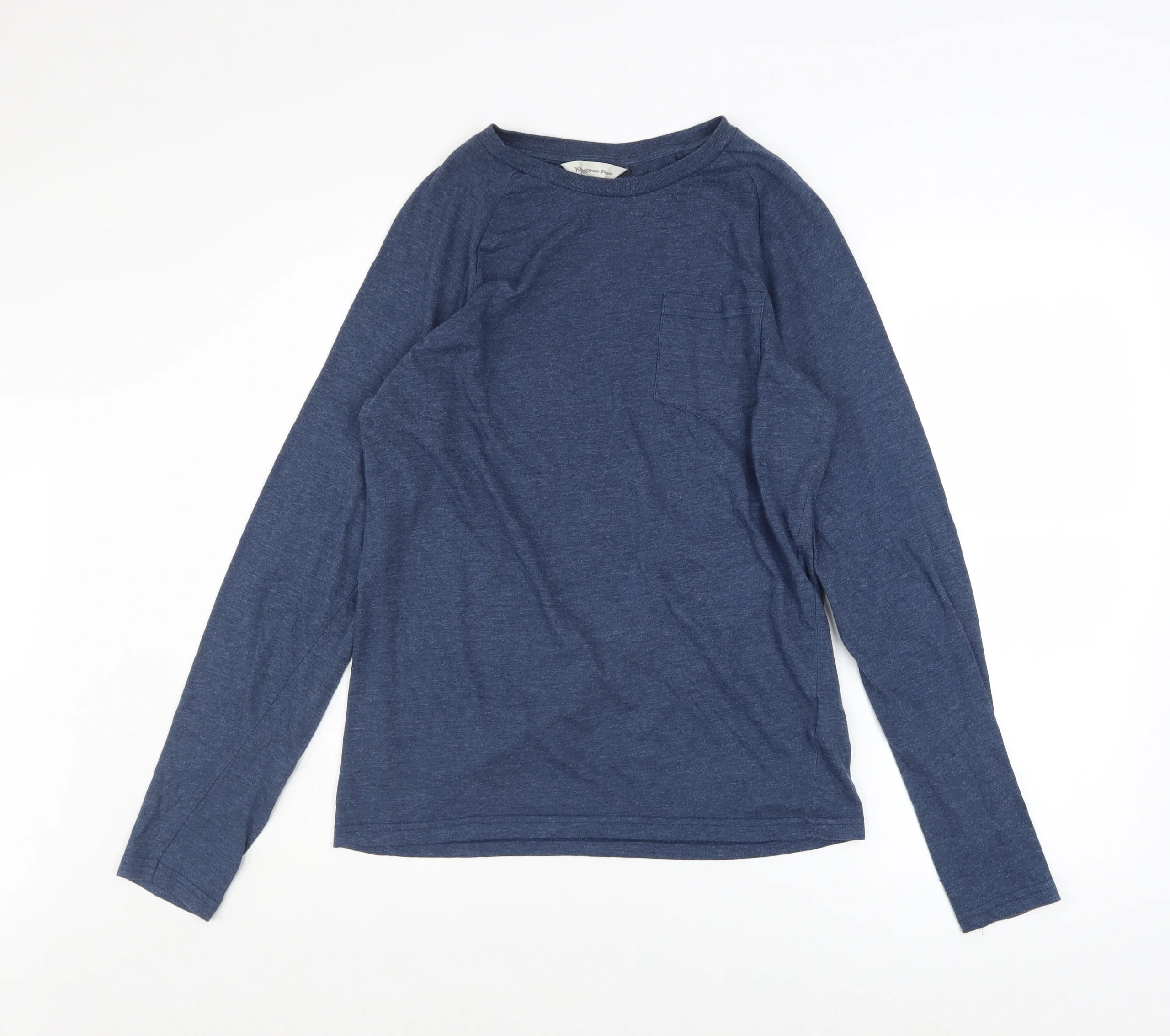 Kangaroo Poo Men's Blue Long Sleeve Cotton Blend Casual Top M