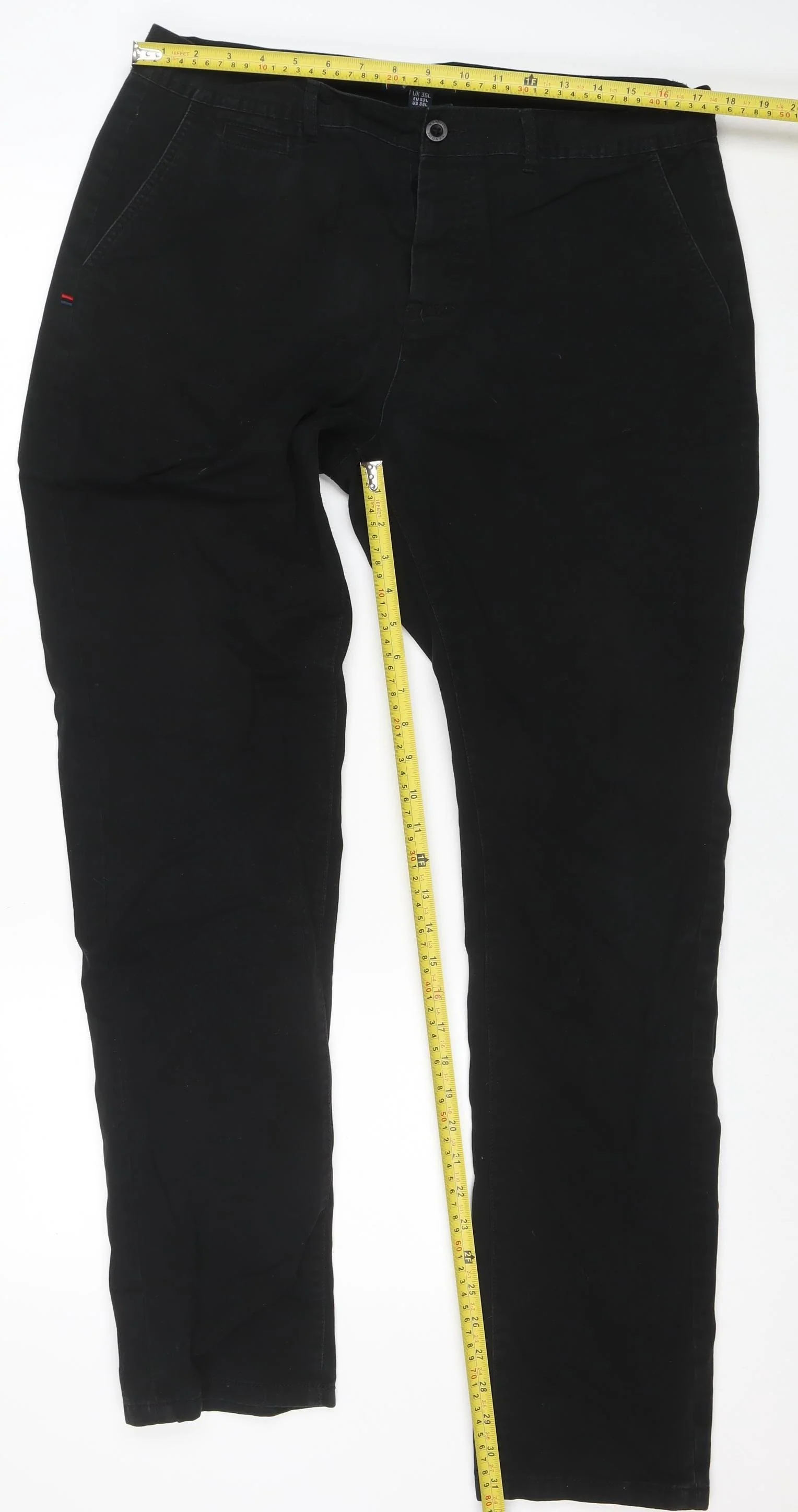 Kangol Men's Black Chino Trousers Size 36L Cotton Regular Fit - Image 2